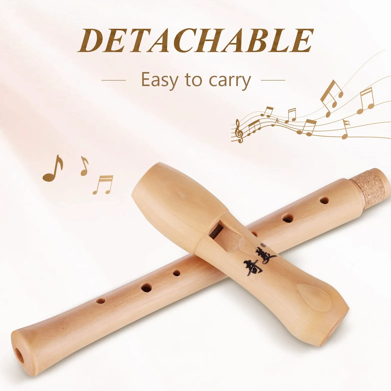 Flauta de Pico de Madera para Niños y Principiantes, Digitación Barroca, Flauta de Pico Soprano con Casa, Limpiador de flauta