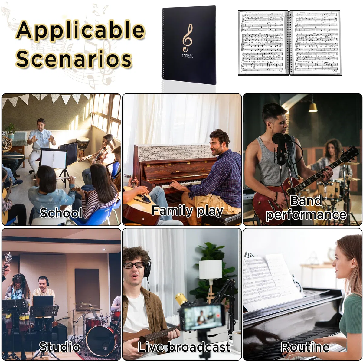 Carpeta Partituras A4 para Música - Guitarra y Piano