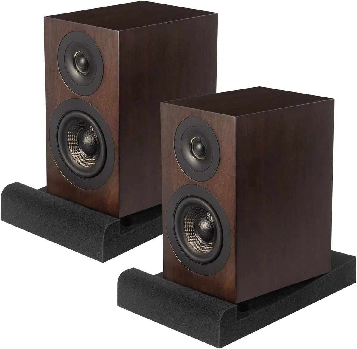 JBER Paquete de 2 almohadillas de aislamiento acústico, almohadillas de espuma de aislamiento de altavoces para monitor de estudio, espuma acústica de alta densidad adecuada para altavoces de 5