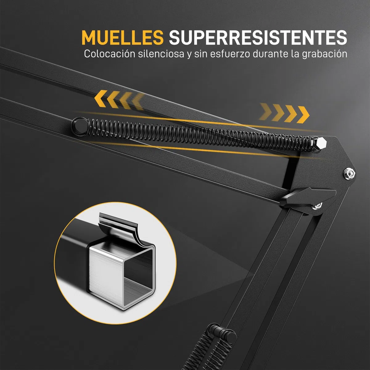 MAONO Brazo Micrófono, Ajustable suspensión micrófono, para podcastin, juegos, streaming y grabaciones, con abrazadera de mesa y adaptador de 3/8" a 5/8", capacidad máxima de carga de 1 kg, negro BA20