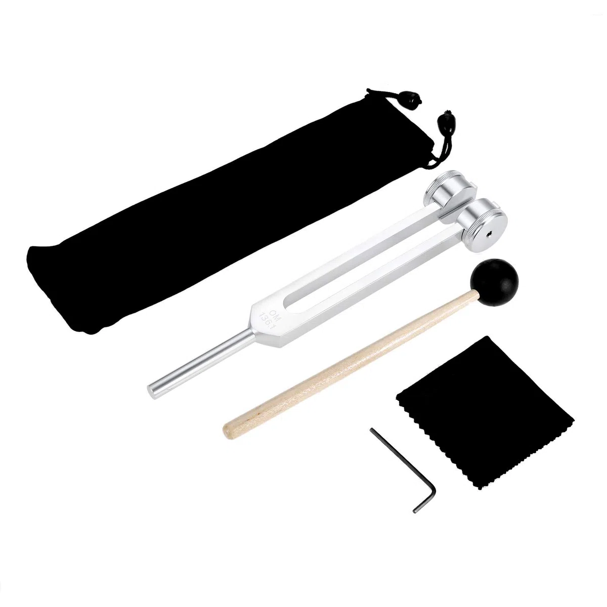 Dreld Horquilla de afinación de 136,1 Hz con martillo de silicona y bolsa para reparación de ADN, terapia de sonido, curación perfecta, instrumento musical, equilibrio, sanadores, vibración