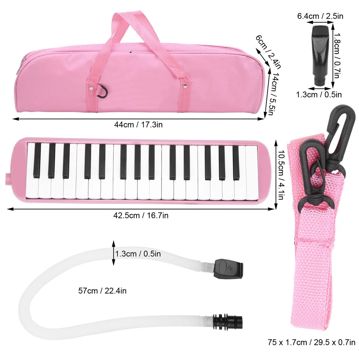 Instrumento Musical de Viento IRIN Melodica de 32 Teclas con Hermoso Sonido, Diseño Compacto y Boquilla de Corneta para Bolsa de Práctica Principiante (Rosa)
