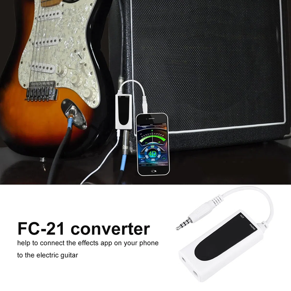 JTLB 2 Bass Flanger FC - 21 Guitarra Eléctrica Bajo a Teléfono Móvil Convertidor Instrumentos Accesorio