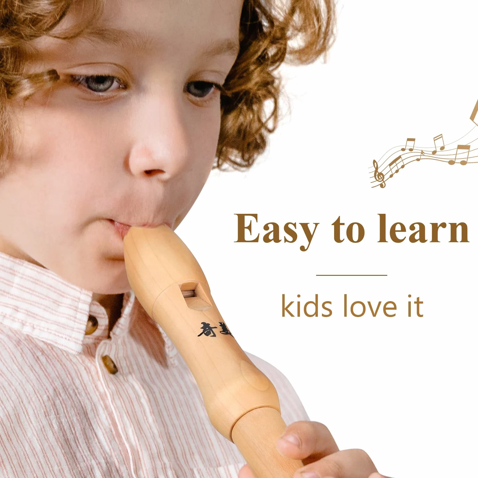 Flauta de Pico de Madera para Niños y Principiantes, Digitación Barroca, Flauta de Pico Soprano con Casa, Limpiador de flauta