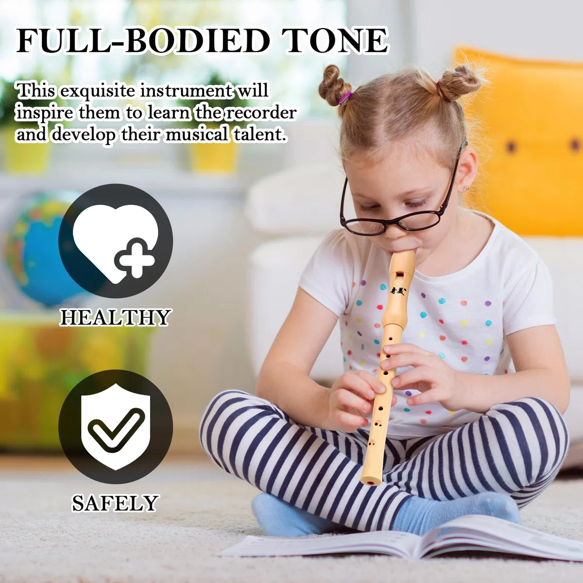 Fentar Flauta Madera, Flauta dulce soprano Instrumento Barroco Digitación, Flautas Escolar Principiantes de 8 Orificios Diseño Desmontable con Funda Escolar y Limpiador Escolar