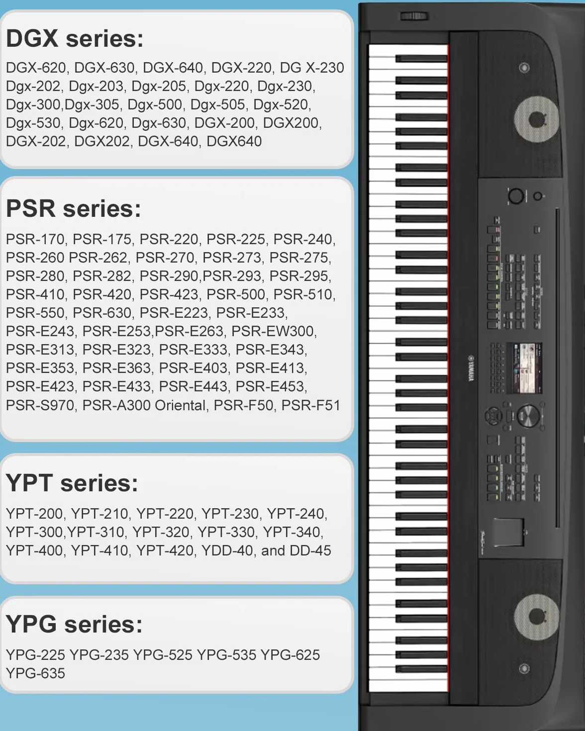 12V 2A AC Adaptador Cable de Carga para Yamaha PSR, YPG, YPT, DGX, DD, EZ y P Piano Digital y Teclado portátil Serie PA-130 PA-130B PA-150b Fuente de alimentación