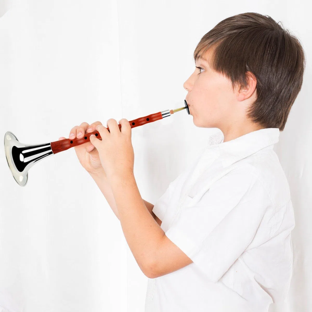 Luckxing Instrumento Chino Suona - Instrumento Viento folclórico Chino Fuerte Hecho a Mano para niños Adultos Principiantes Estudiantes música - Tono Alto Timbre único Ébano Caoba
