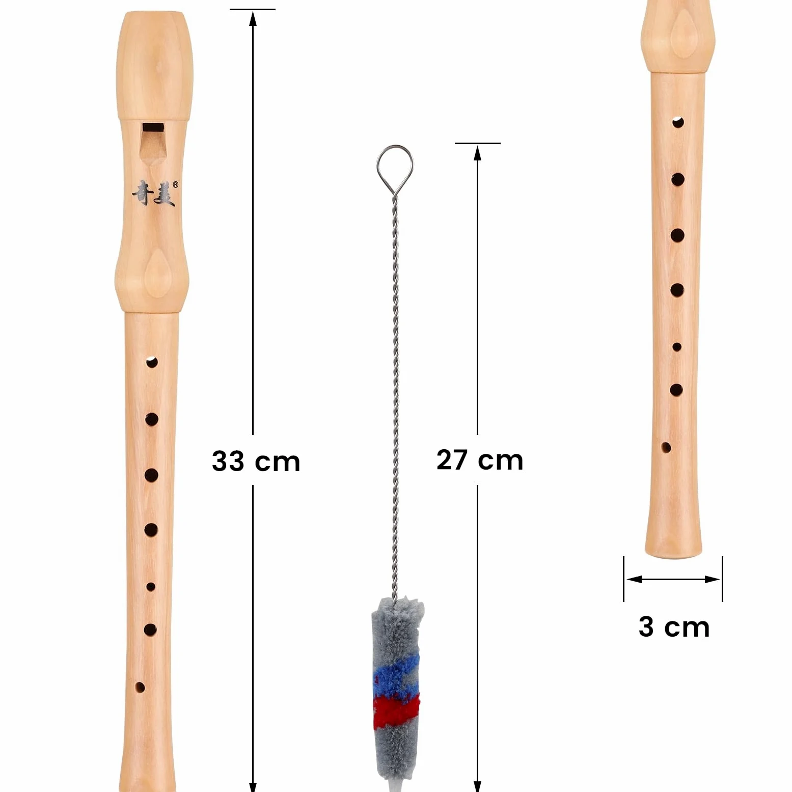 Flauta de Pico de Madera para Niños y Principiantes, Digitación Barroca, Flauta de Pico Soprano con Casa, Limpiador de flauta