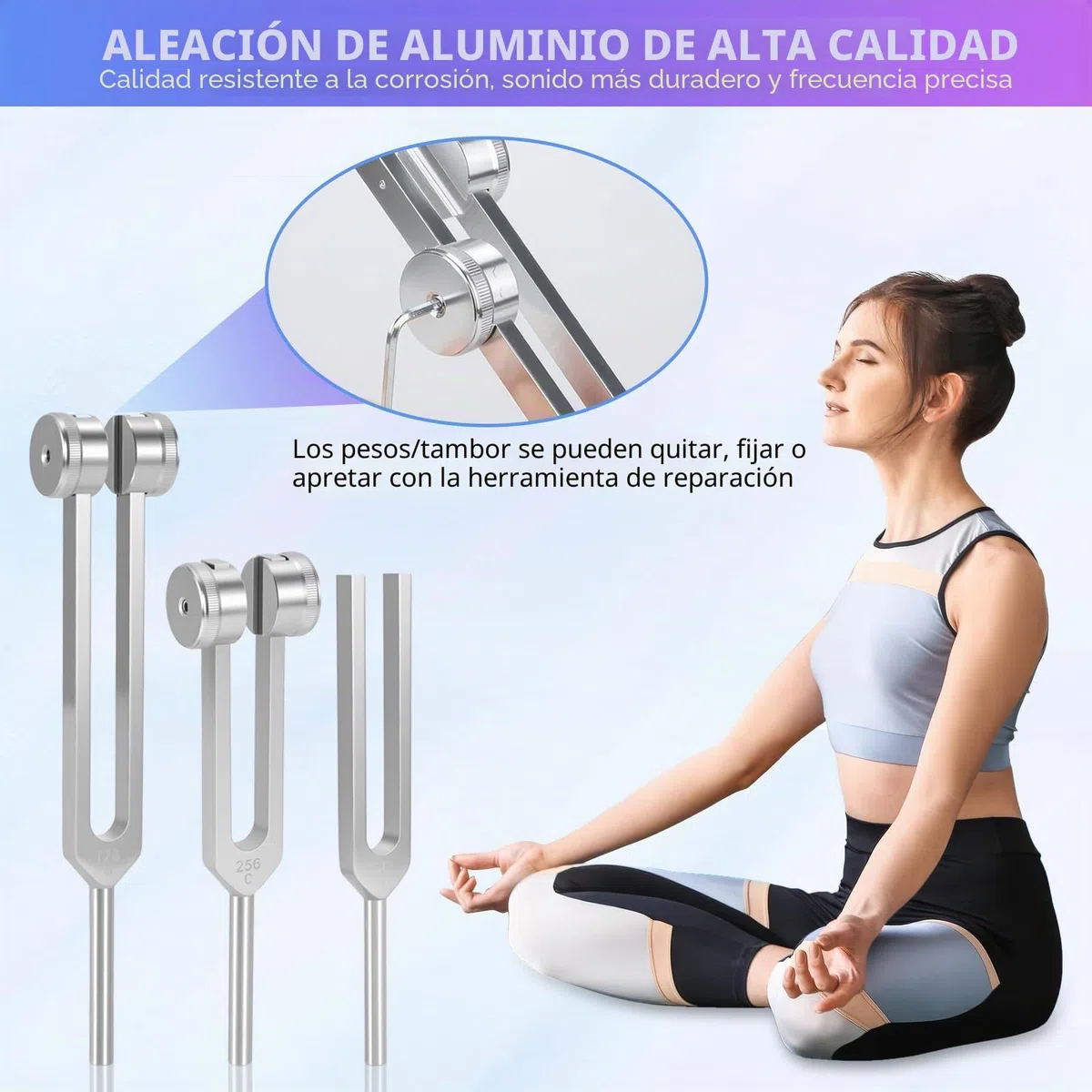 Diapasones para sanación, juego de tenedores de sintonización con martillo reflejo para curación, chakras, terapia de sonido, yoga, diapasón y martillo, juego de 128 256 y 512 Hz