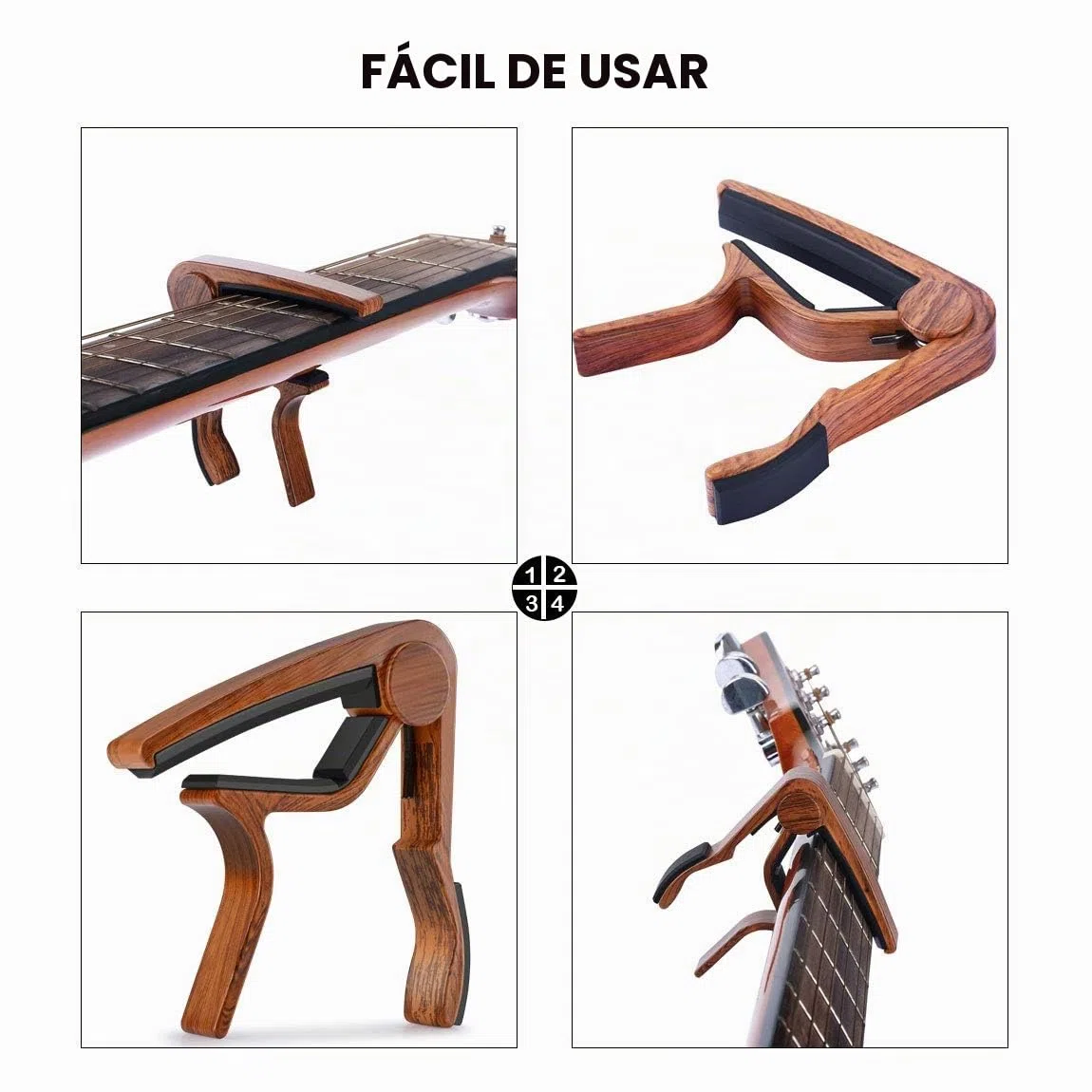 Clip de sintonizador en cromático, guitarra, bajo, violín, ukelele Incluye guitarra, capo y púas y soporte Capo Tuner