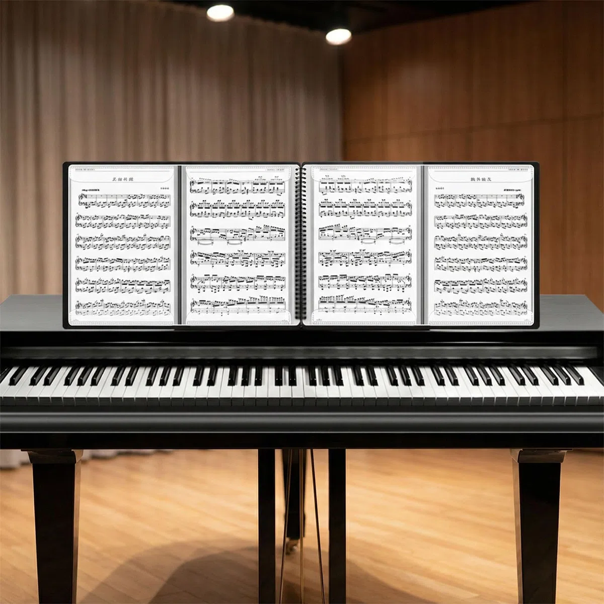 Carpeta Plegable para Partituras A4 de 4 Lados, Carpeta de Archivos de Música, 20 Compartimentos/40 Páginas, Carpeta de Partituras de Piano Trae una Pegatina índice, Carpeta Fundas Plastico A4