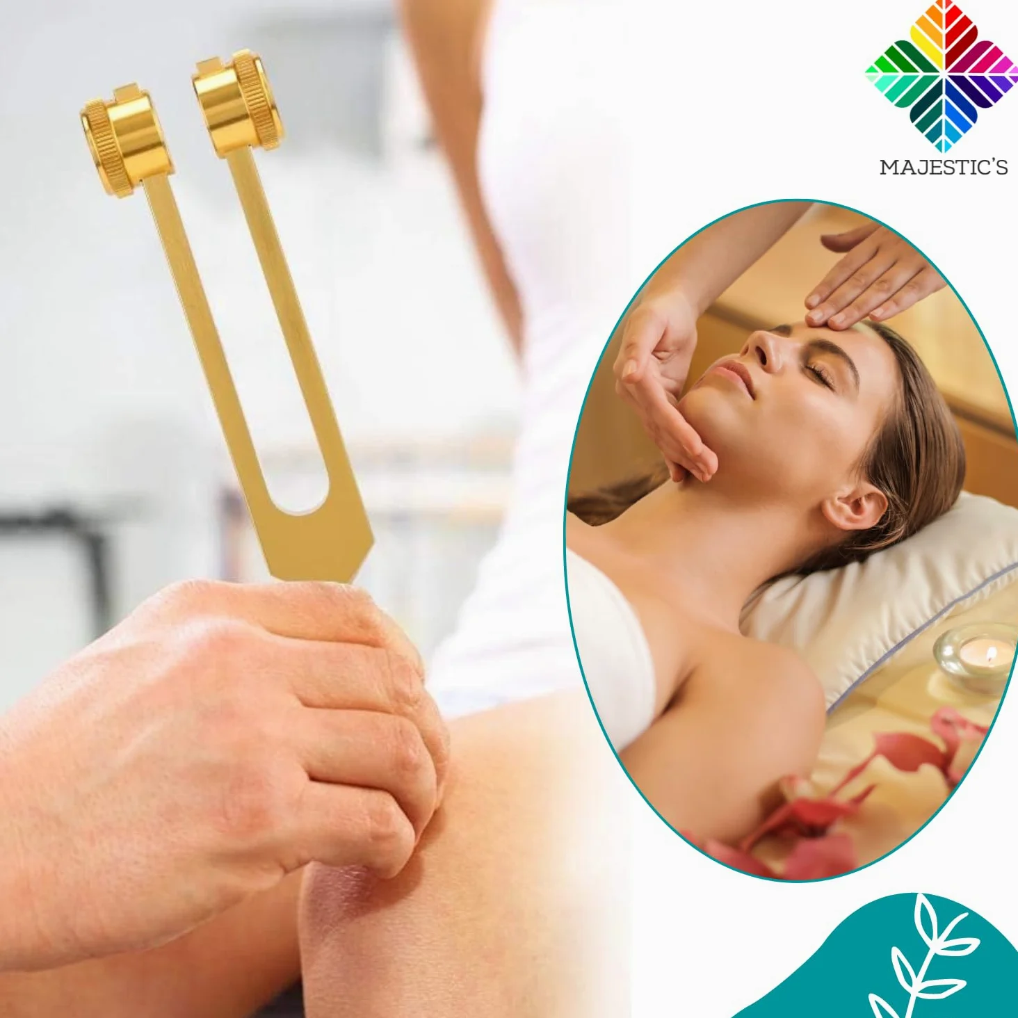 Diapasón terapéutico 128hz profesional de aluminio dorado, utilizado para el yoga meditación terapia de sonido, instrumento con martillo y estuche de almacenamiento incluido