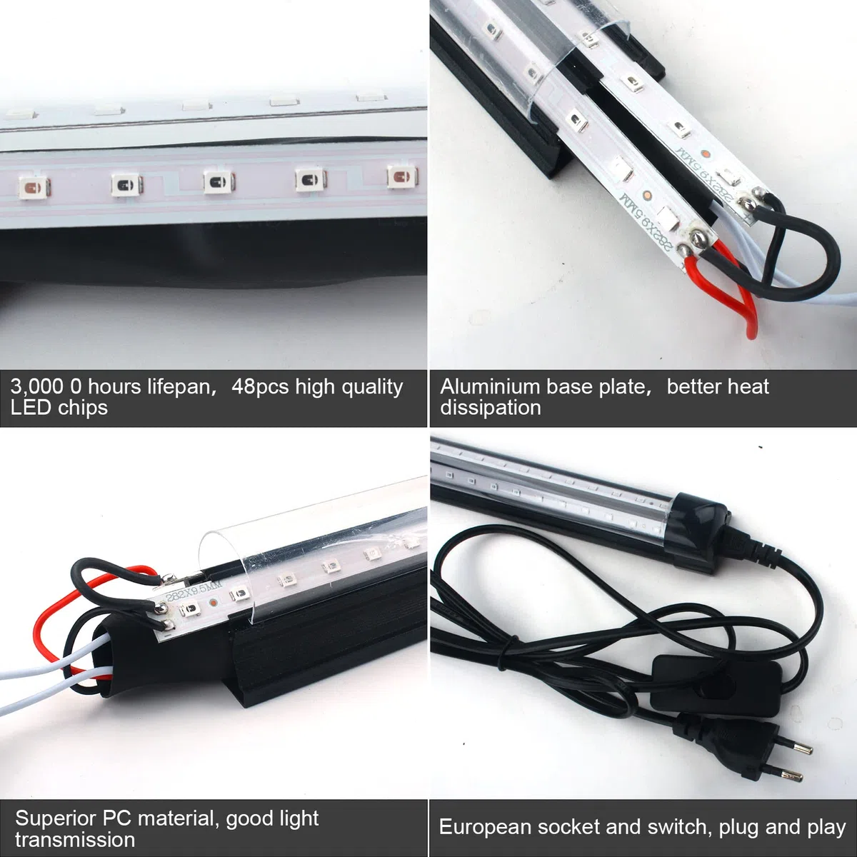 Barra de Luz Negra UV LED,10W Lámpara ultravioleta,Luces Discoteca con Cable de 1.8M,Iluminación Fluorescente 395nm para Habitacion,Bar,Blacklight Fiestas,Halloween,Pintura corporal
