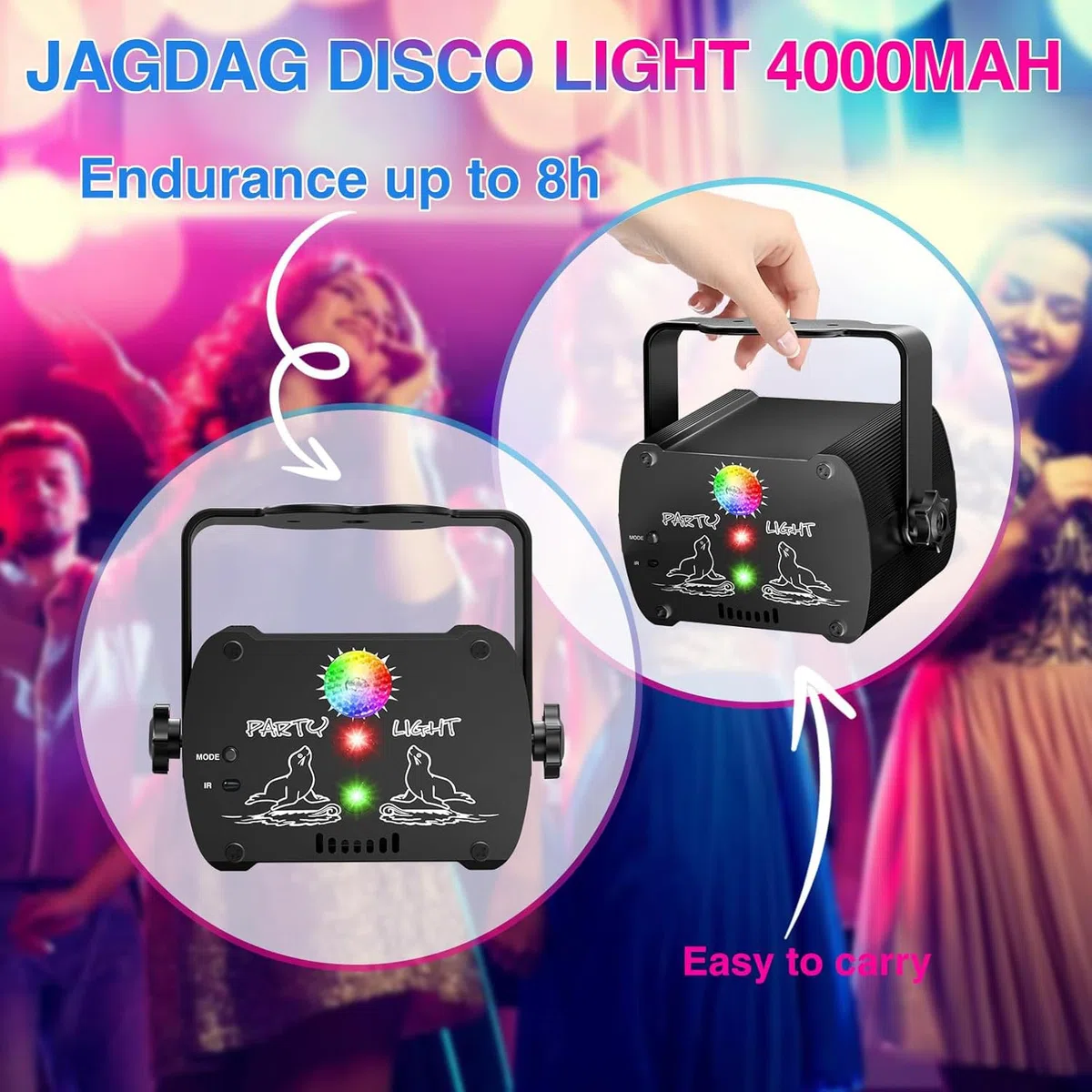 Luces Discoteca LED RGB Activadas por Sonido, Mini Luz Estroboscópica con Control Remoto para Fiestas, Bodas y Karaoke - Incluye 90 Patrones de Luces USB