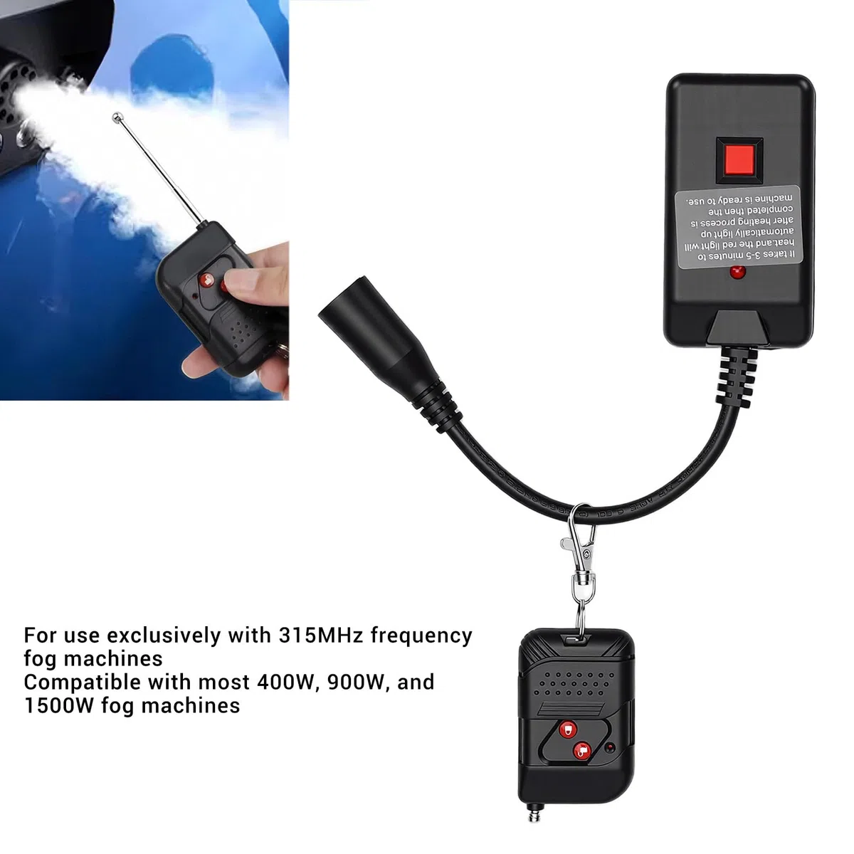 Tonysa Mando a Distancia para Máquina de Humo, Receptor Inalámbrico XLR de 3 Pines con Dos Botones y Frecuencia de 315 MHz, para Máquinas de Humo de 400 W, 900 W y 1500, Ideales para