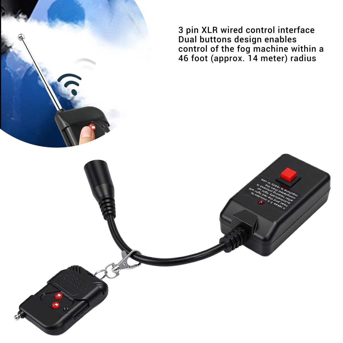 Tonysa Mando a Distancia para Máquina de Humo, Receptor Inalámbrico XLR de 3 Pines con Dos Botones y Frecuencia de 315 MHz, para Máquinas de Humo de 400 W, 900 W y 1500, Ideales para