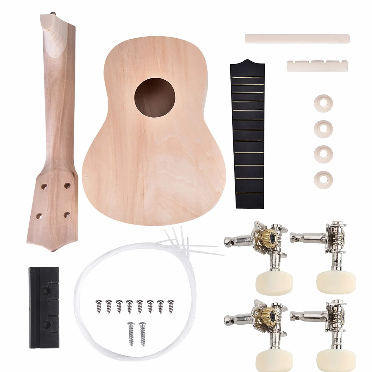 Ukelele de 21 pulgadas, juego de ukelele soprano de 4 cuerdas, para niños y adultos, para aficionados al niño, fabricado en madera de tilo nat¨¹ral, ukelele