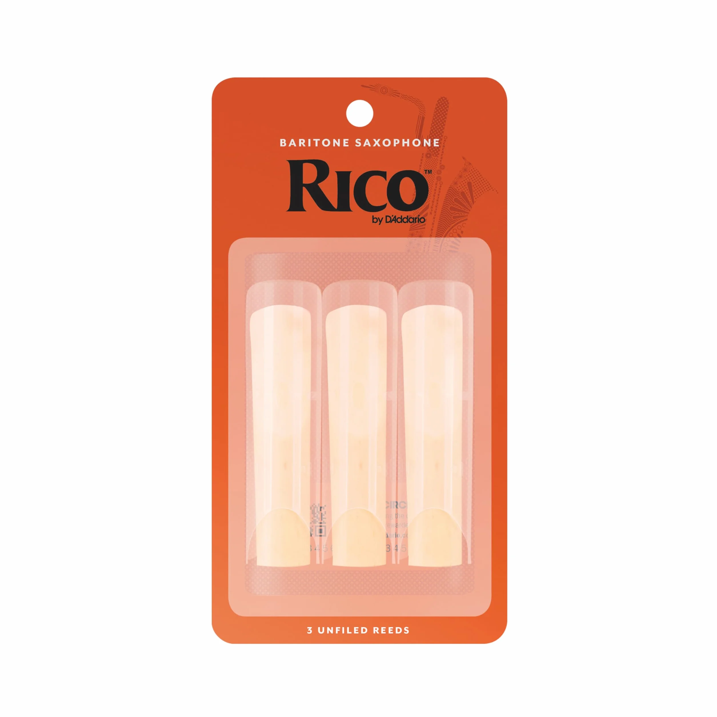 Cañas D'Addario Rico para saxofón barítono, fuerza 2.5, paquete de 3