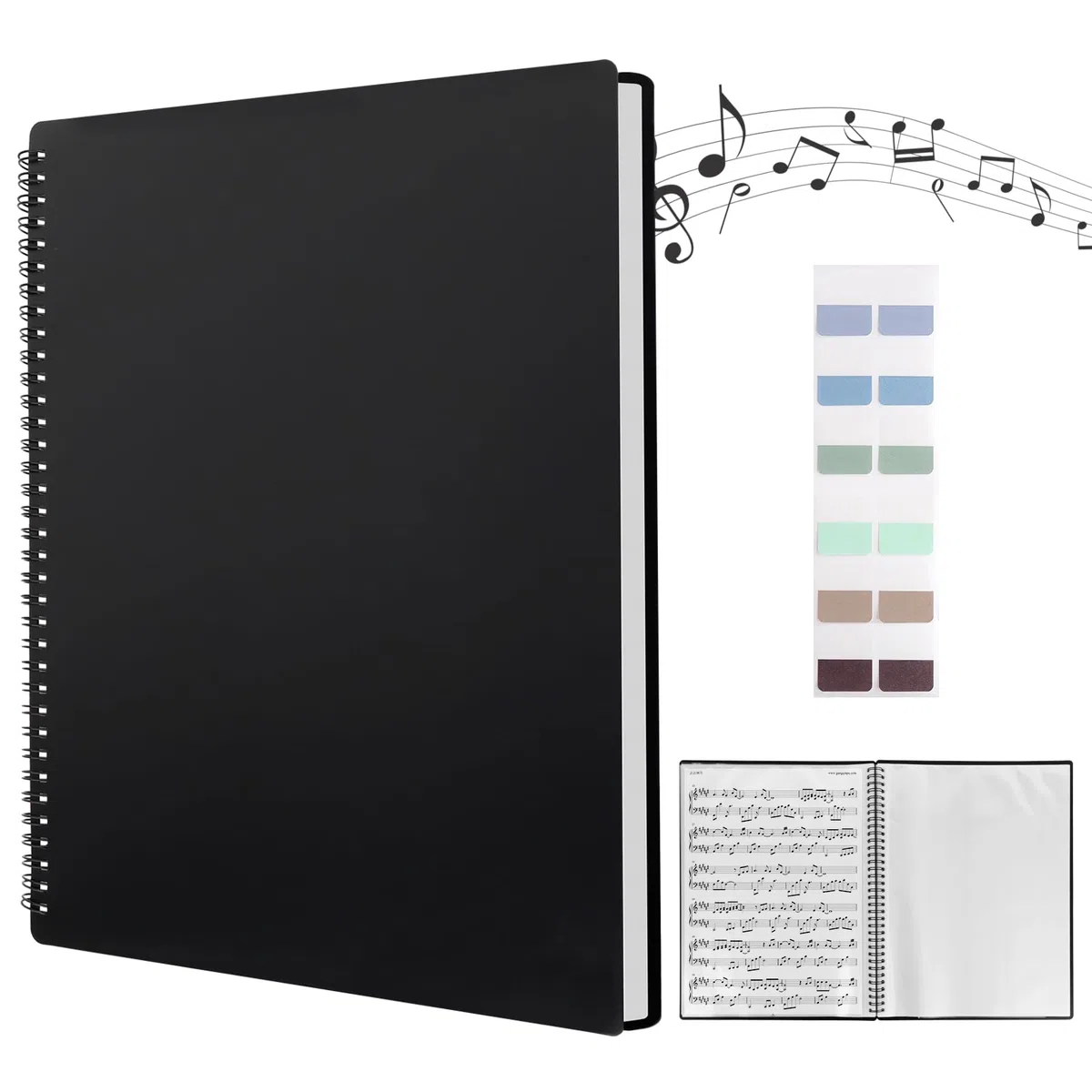 Carpetas para Partituras A4, Carpeta de Archivos de Música, 60 Compartimentos/120 Páginas, Carpeta de Partituras de Piano Trae una Pegatina índice, Carpeta Fundas Plastico a4(31.5 * 23.5cm)