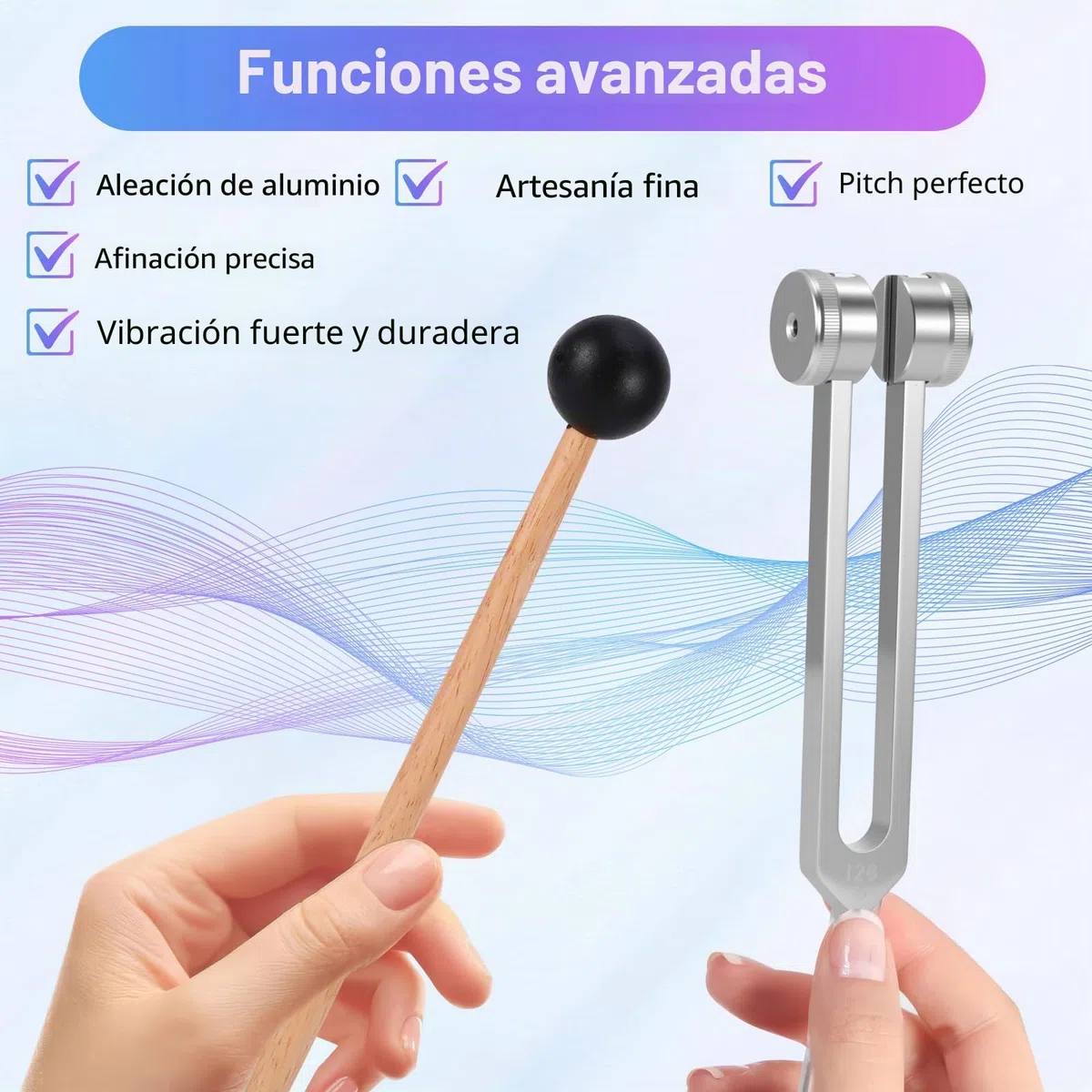 Diapasones para sanación, juego de tenedores de sintonización con martillo reflejo para curación, chakras, terapia de sonido, yoga, diapasón y martillo, juego de 128 256 y 512 Hz