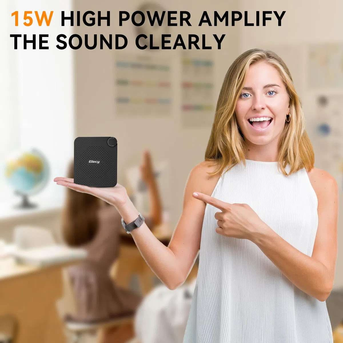 Amplificador de Voz Ultra Ligero con Micrófono,Sistema PA Portatil,Recargable Batería,Correa Ajustable para Profesores,Guías Turísticos,Fitness