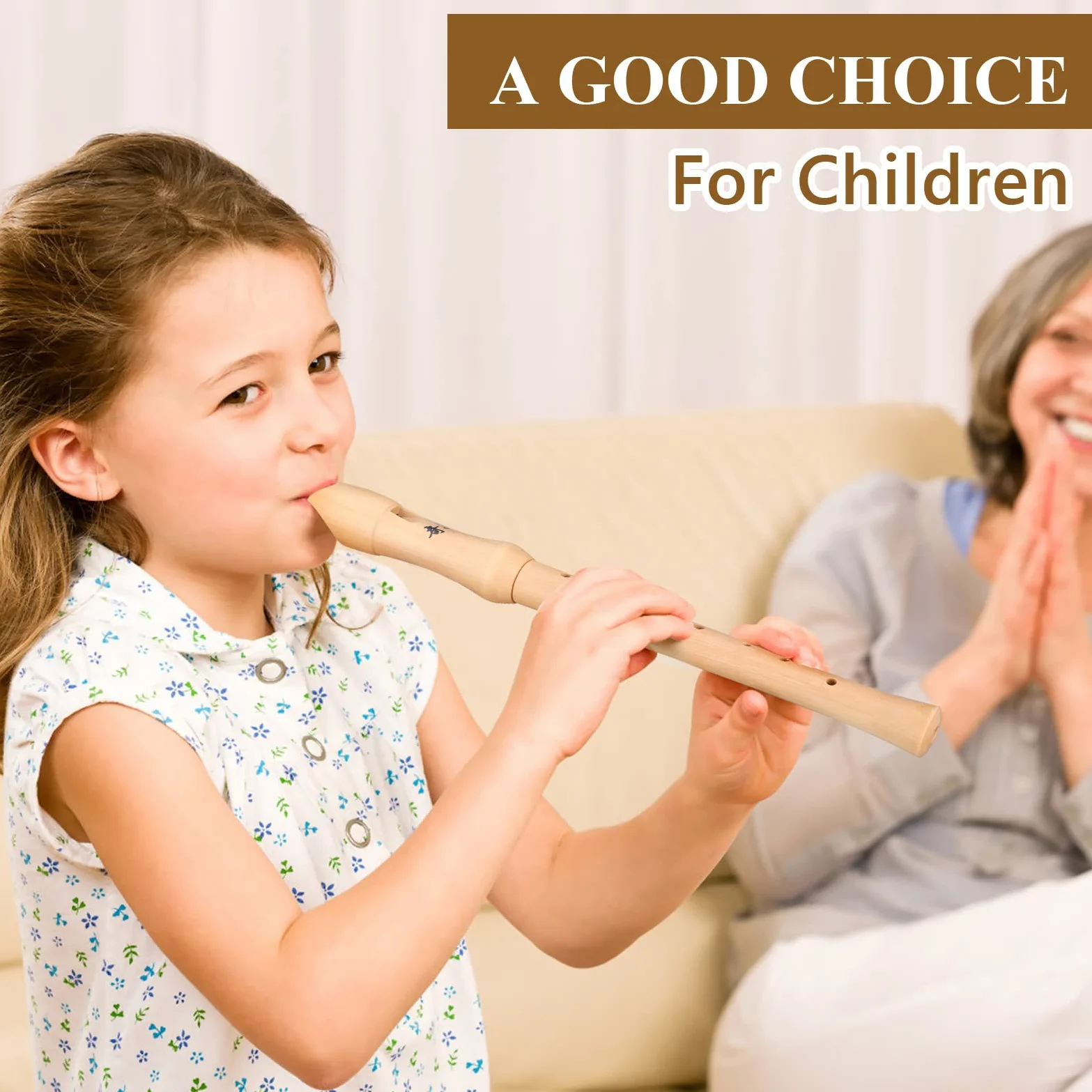 Flauta de Pico de Madera para Niños y Principiantes, Digitación Barroca, Flauta de Pico Soprano con Casa, Limpiador de flauta
