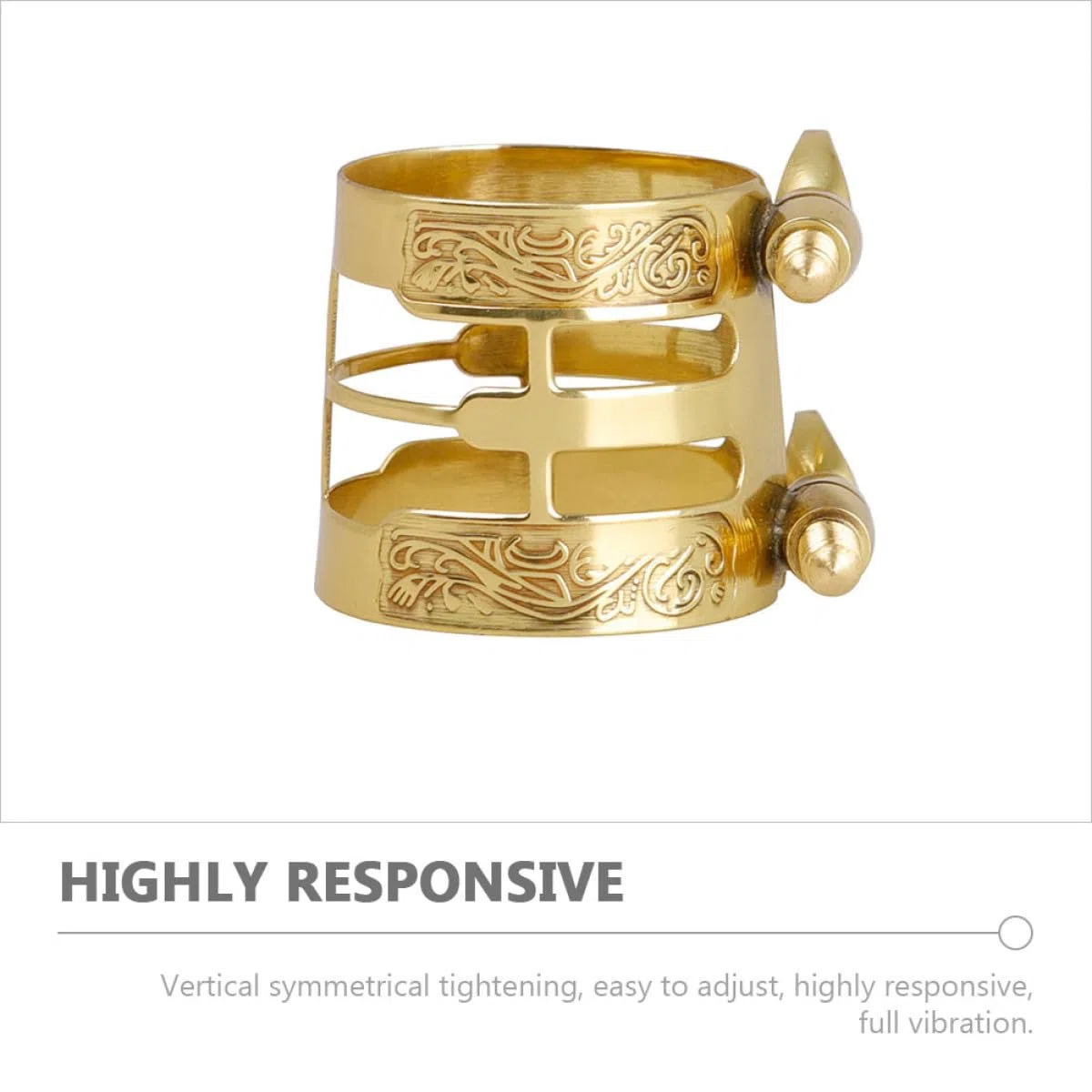 Toddmomy Abrazadera Metálica Patrón para Saxofón Tenor, Ligadura Ajustable de Doble Tornillo, Tapa Protectora Resistente, Accesorios para Saxofón de Viento y Madera, Uso Profesional