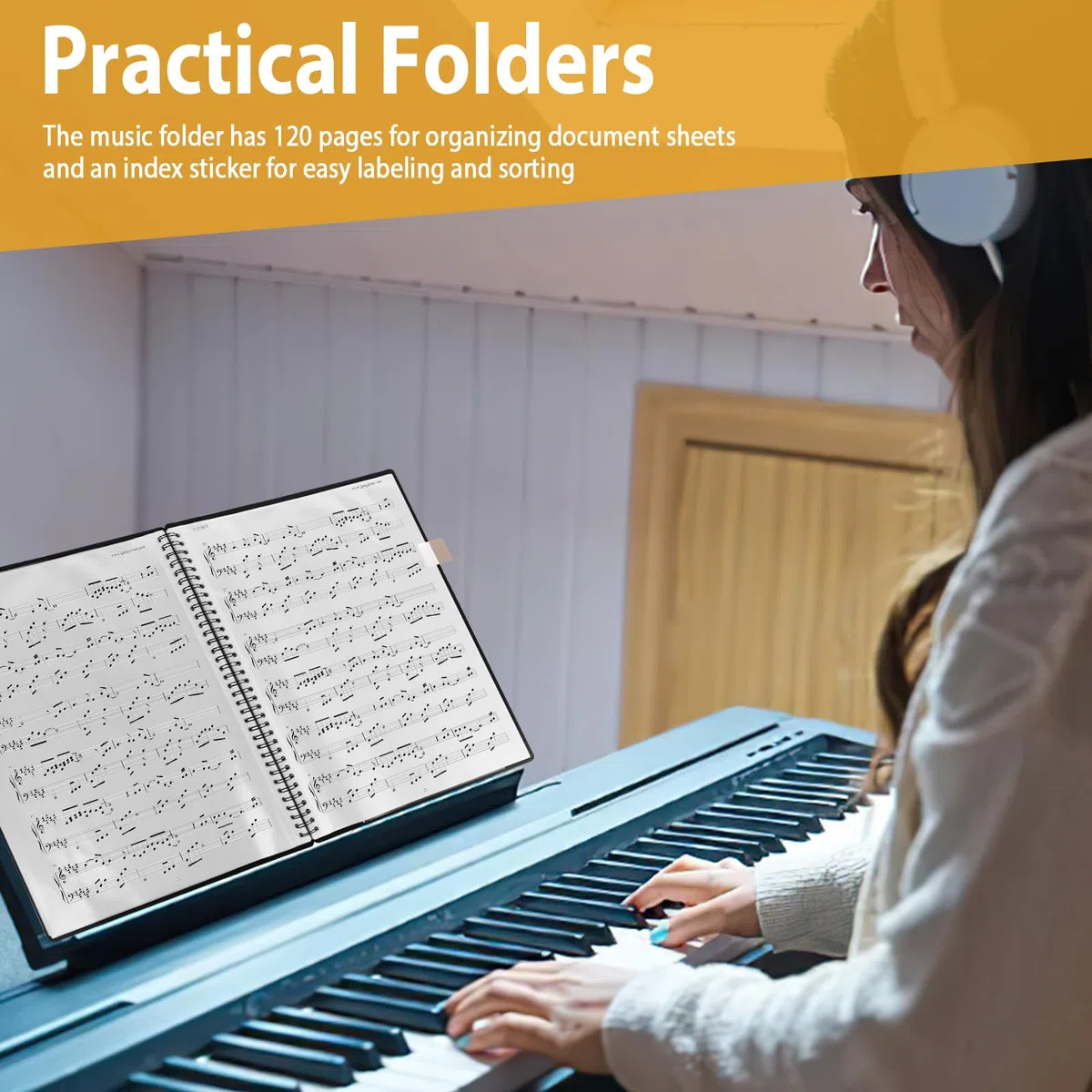 Carpetas para Partituras A4, Carpeta de Archivos de Música, 60 Compartimentos/120 Páginas, Carpeta de Partituras de Piano Trae una Pegatina índice, Carpeta Fundas Plastico a4(31.5 * 23.5cm)
