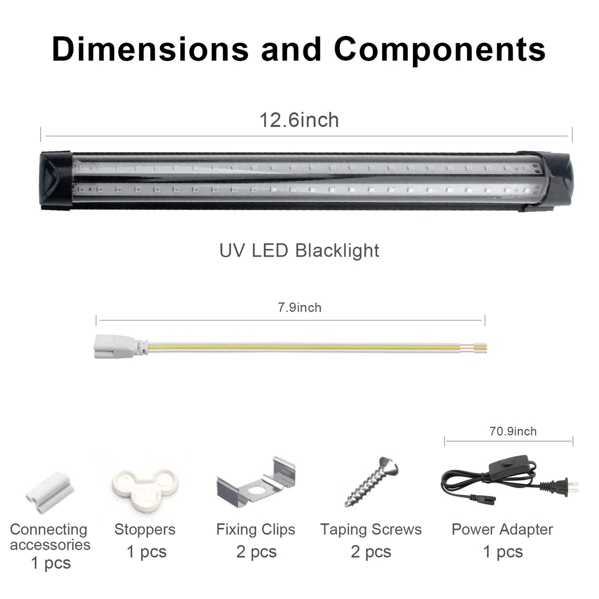 Barra de Luz Negra UV LED,10W Lámpara ultravioleta,Luces Discoteca con Cable de 1.8M,Iluminación Fluorescente 395nm para Habitacion,Bar,Blacklight Fiestas,Halloween,Pintura corporal