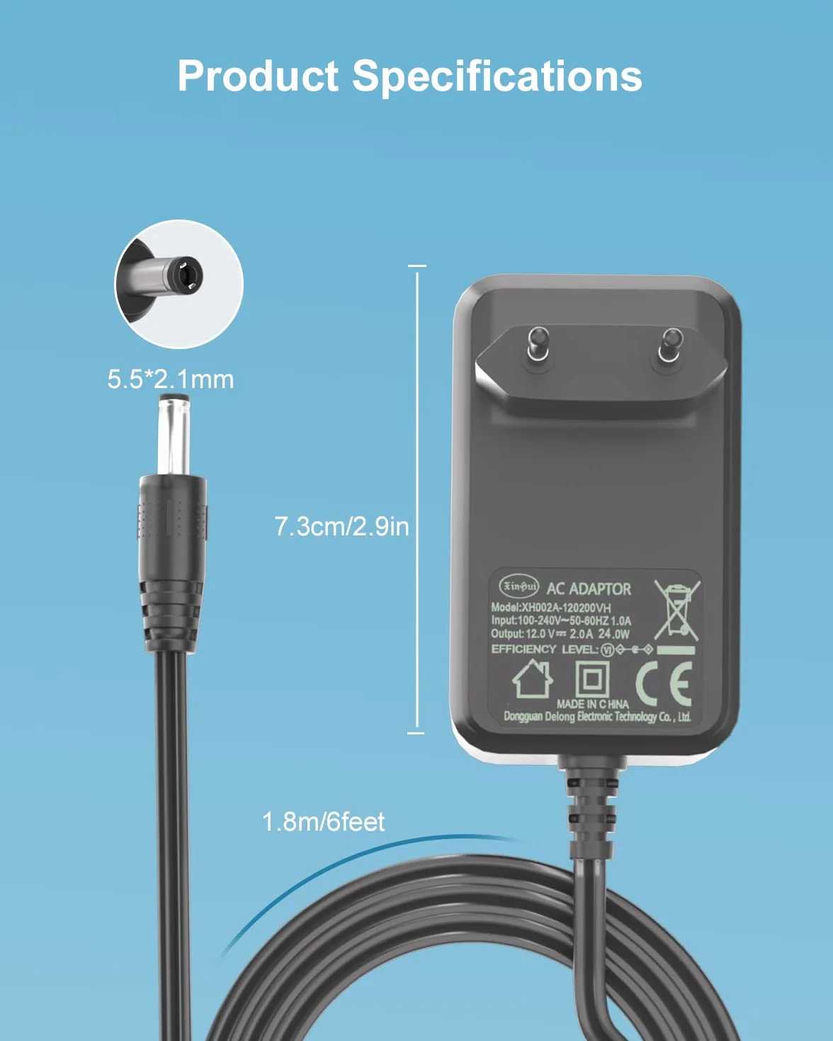 12V 2A AC Adaptador Cable de Carga para Yamaha PSR, YPG, YPT, DGX, DD, EZ y P Piano Digital y Teclado portátil Serie PA-130 PA-130B PA-150b Fuente de alimentación