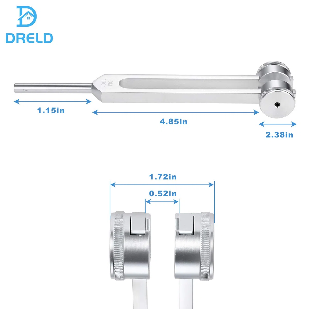 Dreld Horquilla de afinación de 136,1 Hz con martillo de silicona y bolsa para reparación de ADN, terapia de sonido, curación perfecta, instrumento musical, equilibrio, sanadores, vibración