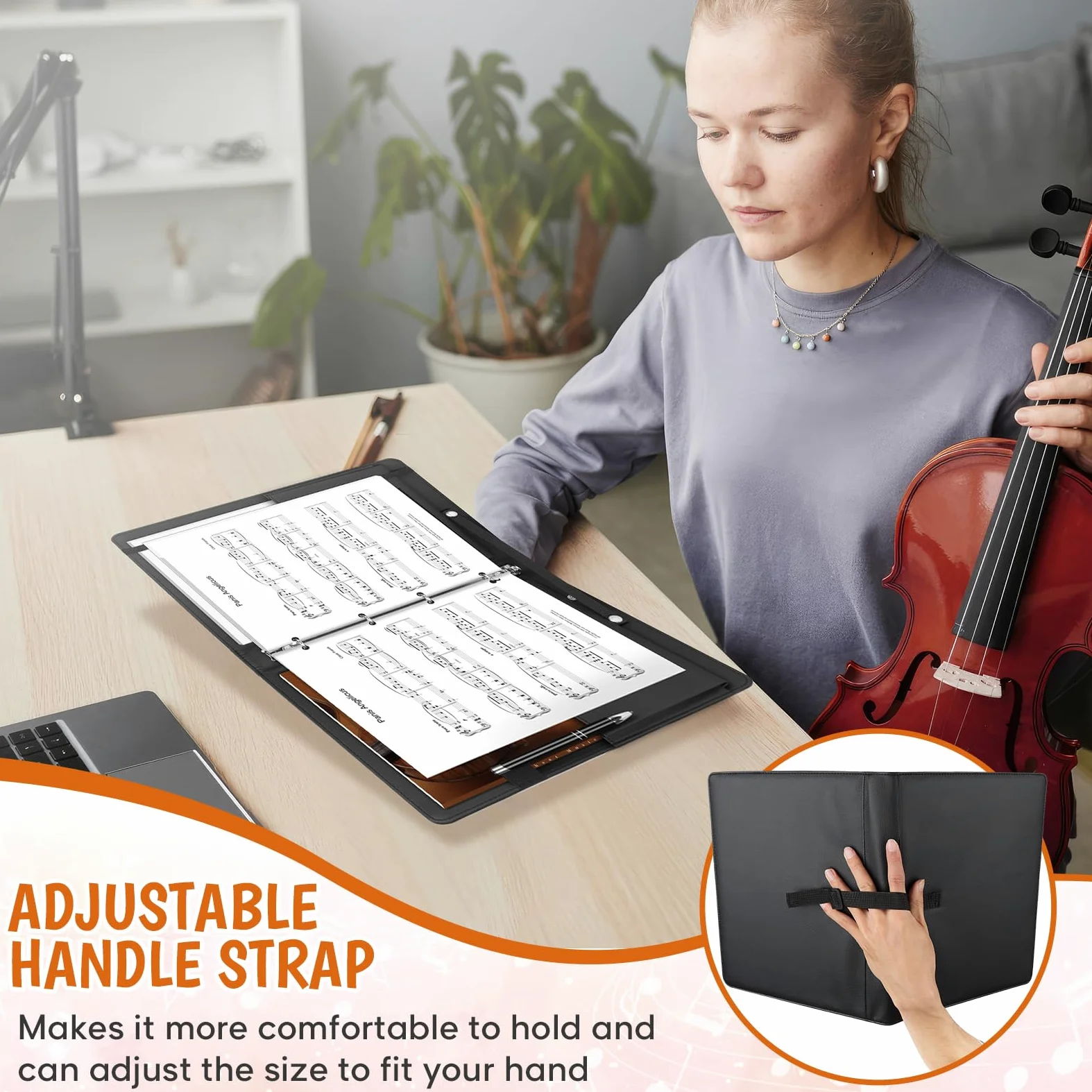 AOBOPLE Carpeta para Partituras A4 de 220 Páginas para Partituras de Música,Carpeta Musica A4 de 4 Anillos para Partituras de Instrumentistas y Músicos