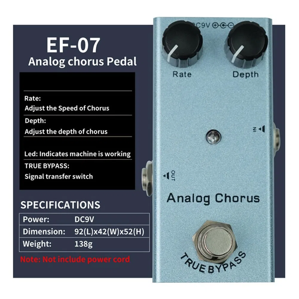 Pedal de Efectos para Guitarra Eléctrica, Minichorus Analógico, Pedales para Bajo, Chorus Analógico