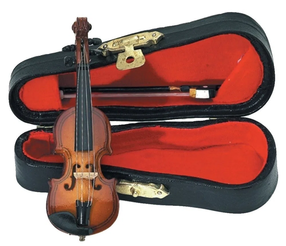 GEWA instrumento en miniatura - Violín de madera – longitud aprox. 9 cm – instrumento decorativo – idea de regalo para amantes de la música y coleccionistas