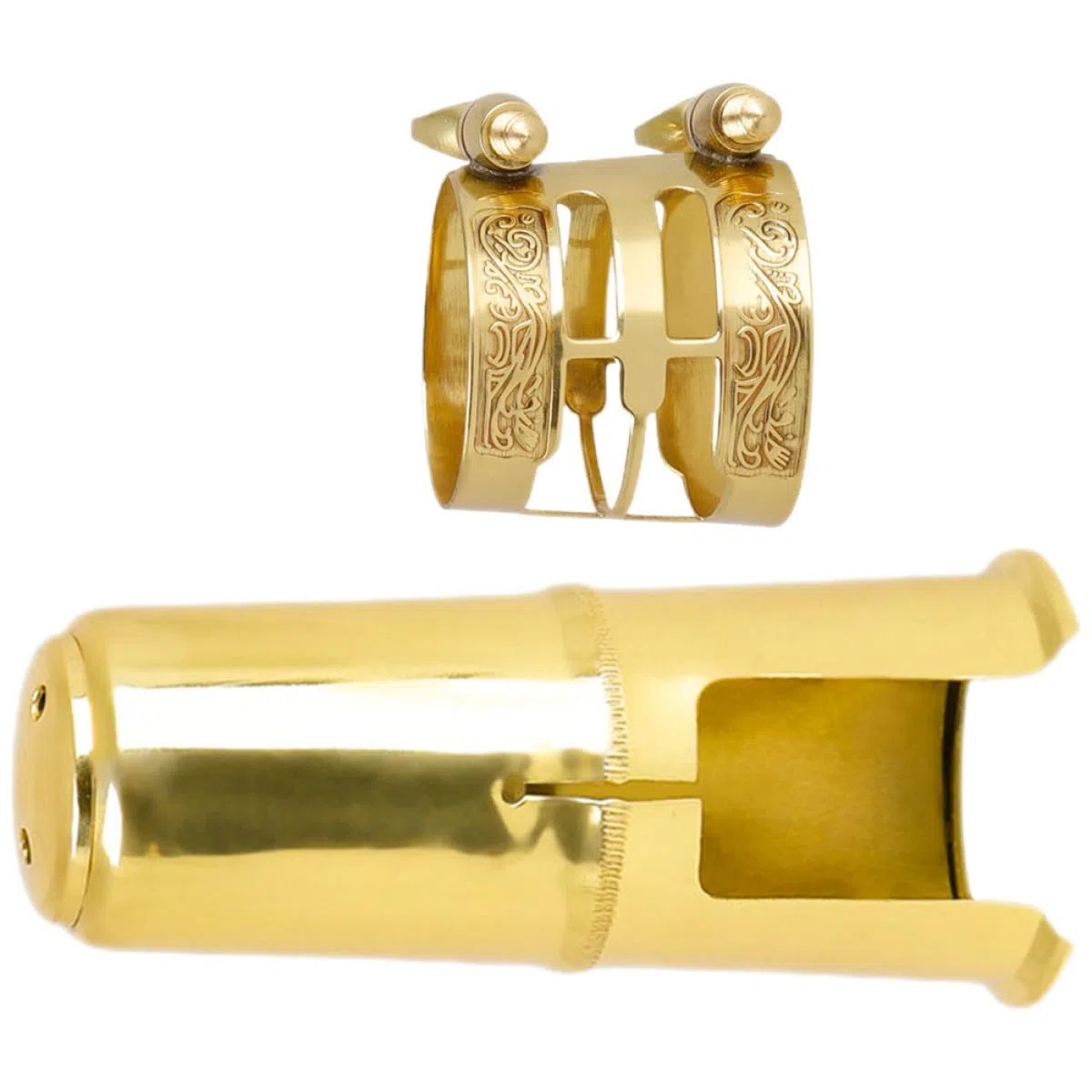 Toddmomy Abrazadera Metálica Patrón para Saxofón Tenor, Ligadura Ajustable de Doble Tornillo, Tapa Protectora Resistente, Accesorios para Saxofón de Viento y Madera, Uso Profesional