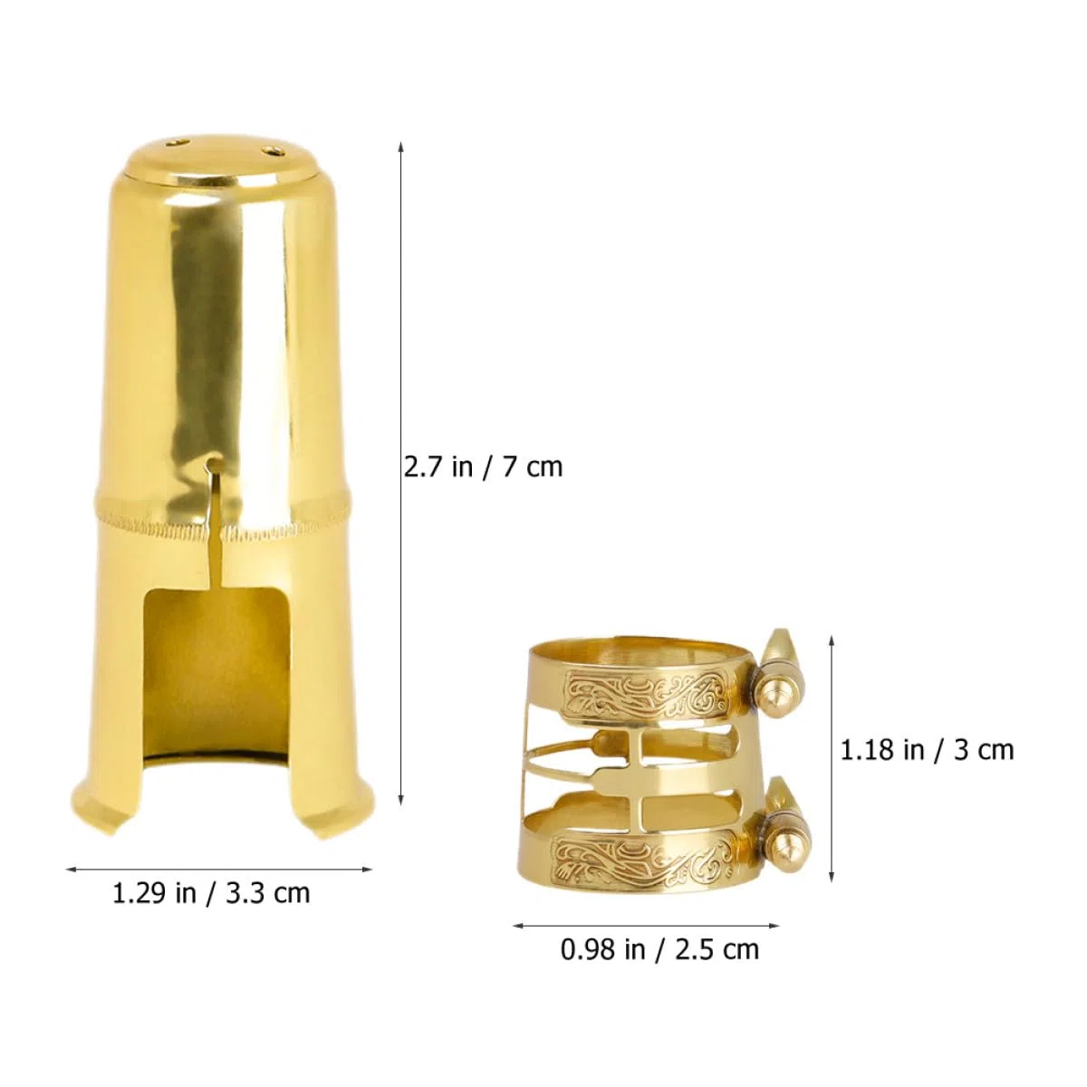 Toddmomy Abrazadera Metálica Patrón para Saxofón Tenor, Ligadura Ajustable de Doble Tornillo, Tapa Protectora Resistente, Accesorios para Saxofón de Viento y Madera, Uso Profesional