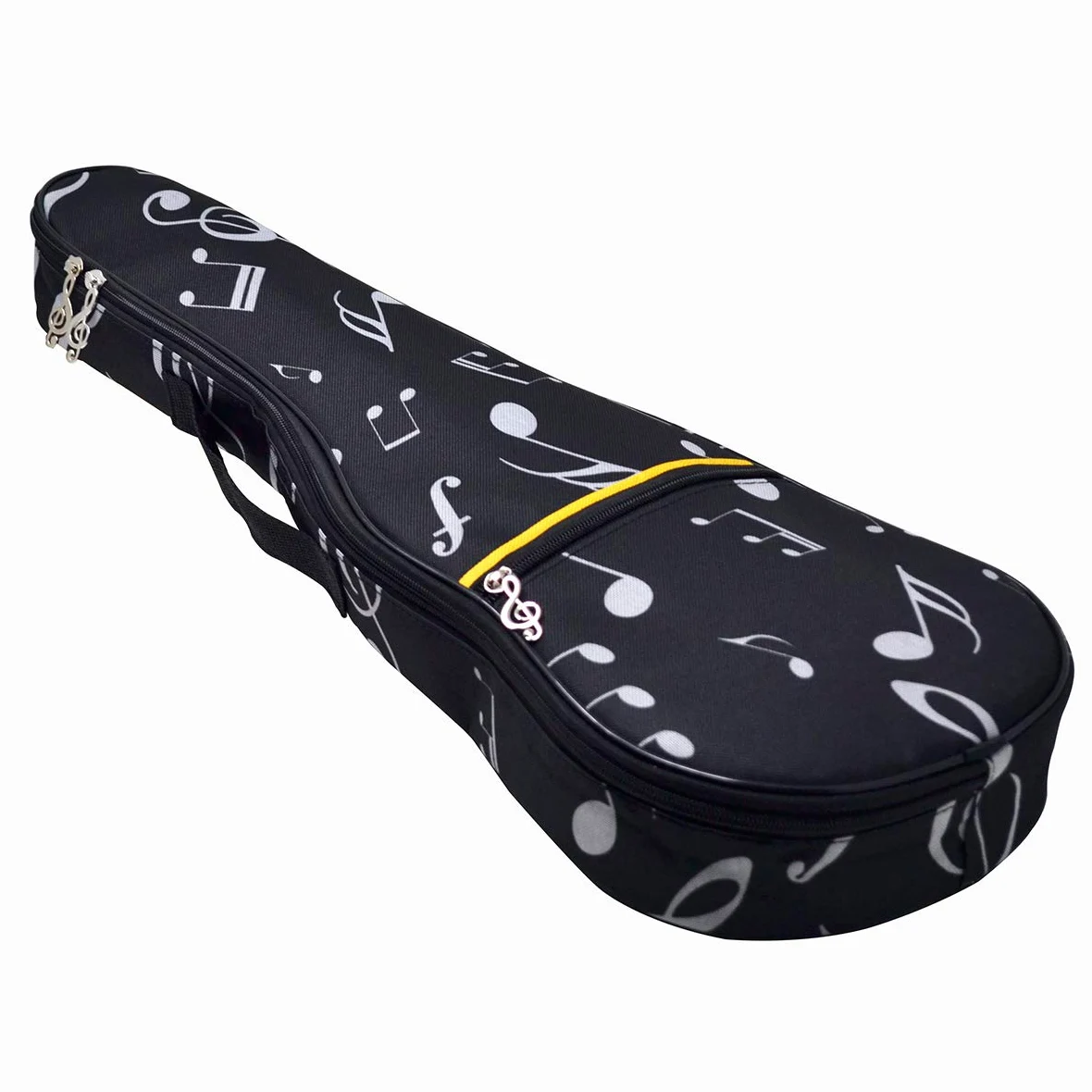 21in Bolsa de ukelele impermeable Oxford para notas musicales, mochila con correas ajustables con cejilla para ukelele con cejilla de ukelele (negro)