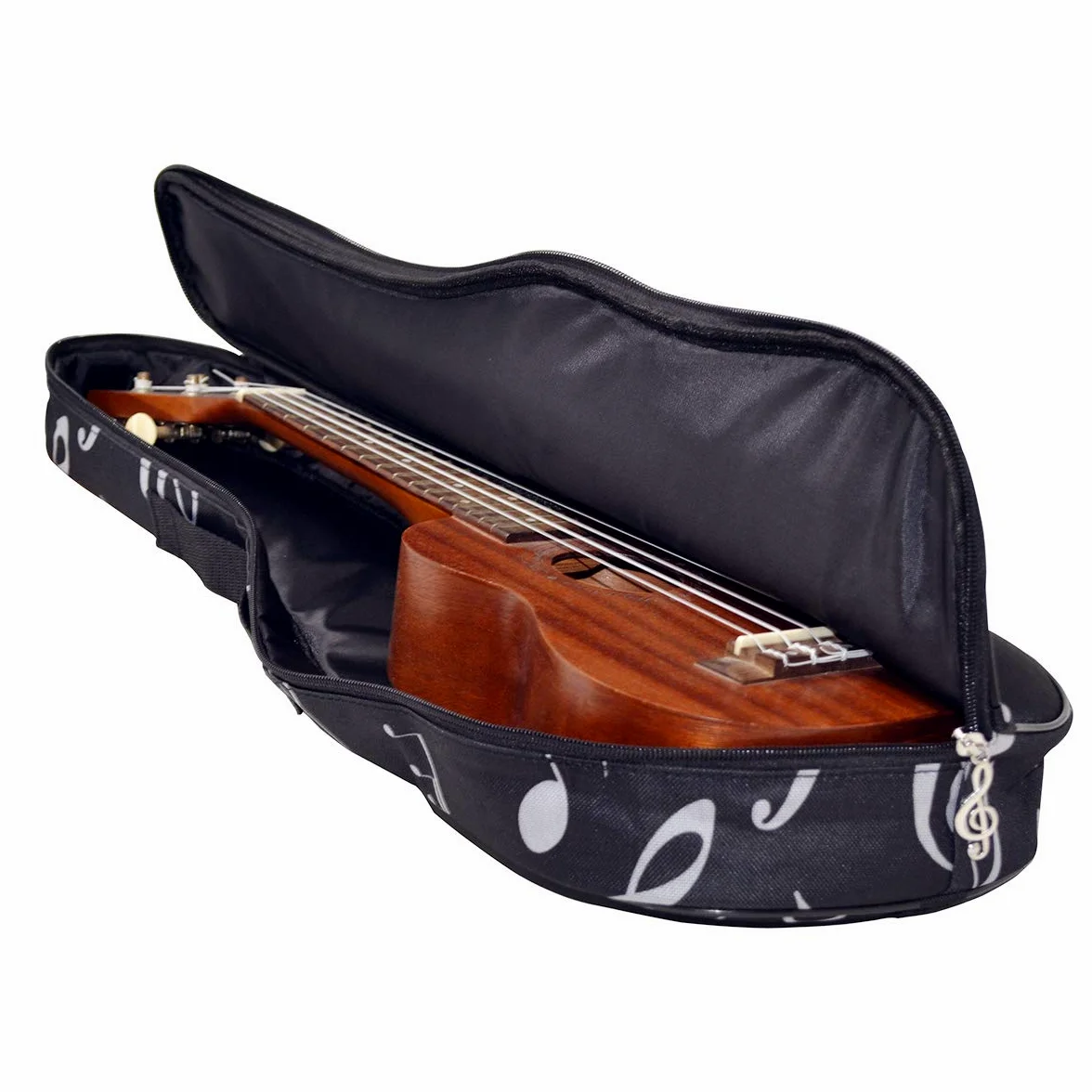 21in Bolsa de ukelele impermeable Oxford para notas musicales, mochila con correas ajustables con cejilla para ukelele con cejilla de ukelele (negro)