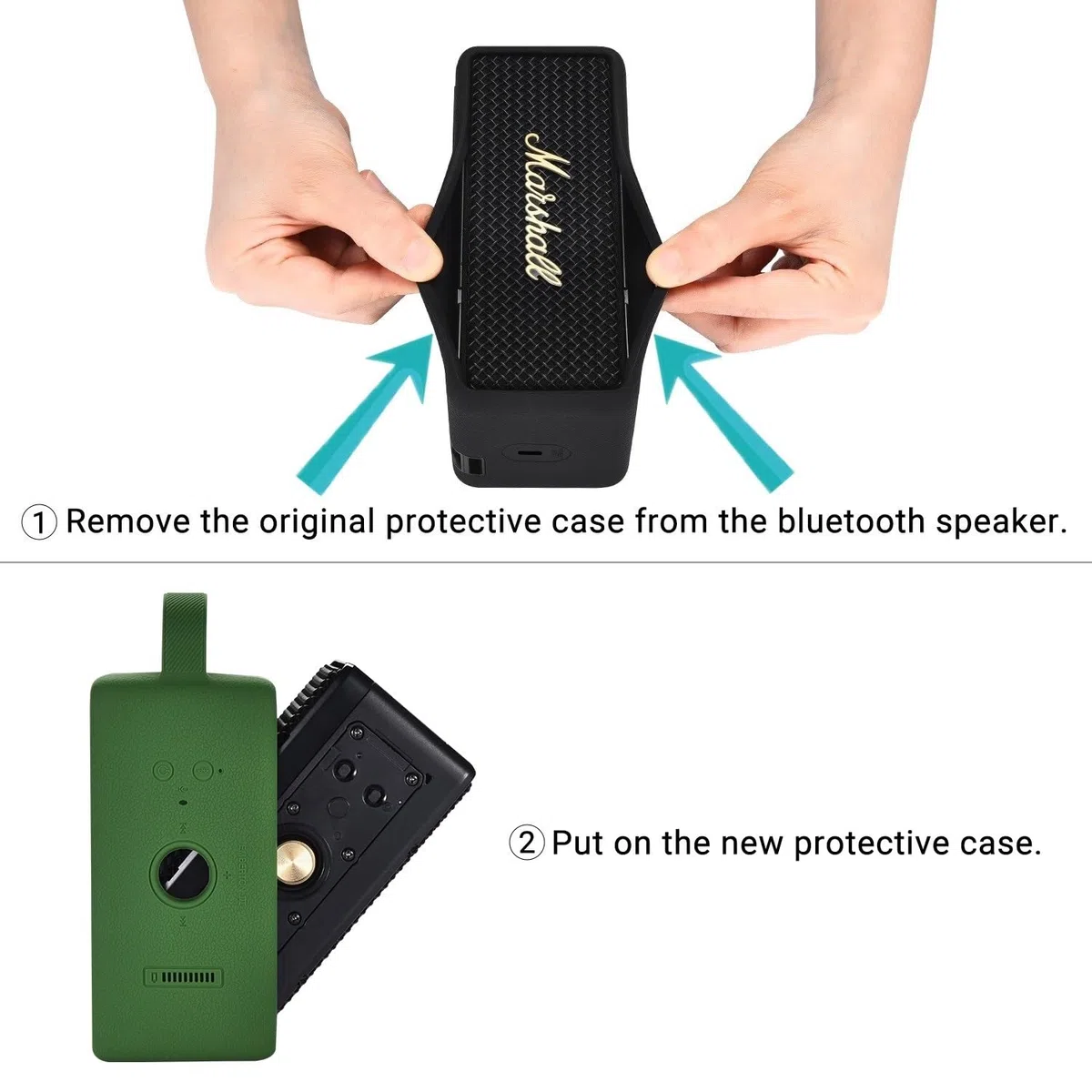 Funda de Silicona para Marshall Emberton III Altavoces Bluetooth portátiles,Emberton 3rd Estuche de Viaje Portátil Protector Bolsa de Transporte con Mango(Verde)