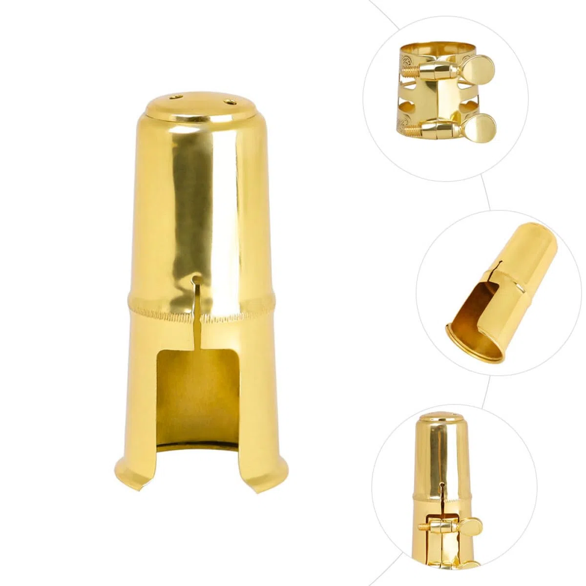 Toddmomy Abrazadera Metálica Patrón para Saxofón Tenor, Ligadura Ajustable de Doble Tornillo, Tapa Protectora Resistente, Accesorios para Saxofón de Viento y Madera, Uso Profesional