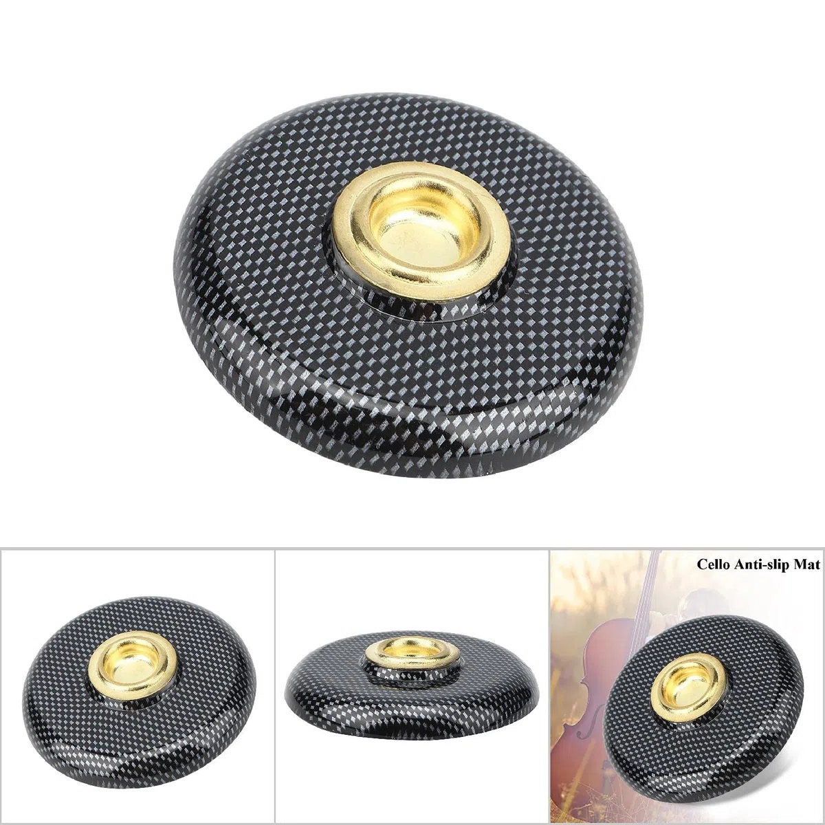 Joyzan Alfombrilla Violonchelo, Cello Endpin Stopper Pad Mat Spike Holder Floor Protector Piso Antideslizante Metálico Suelo Almohadilla Instrumento Cuerda Estera Violoncello Anclaje Anillo Redondo