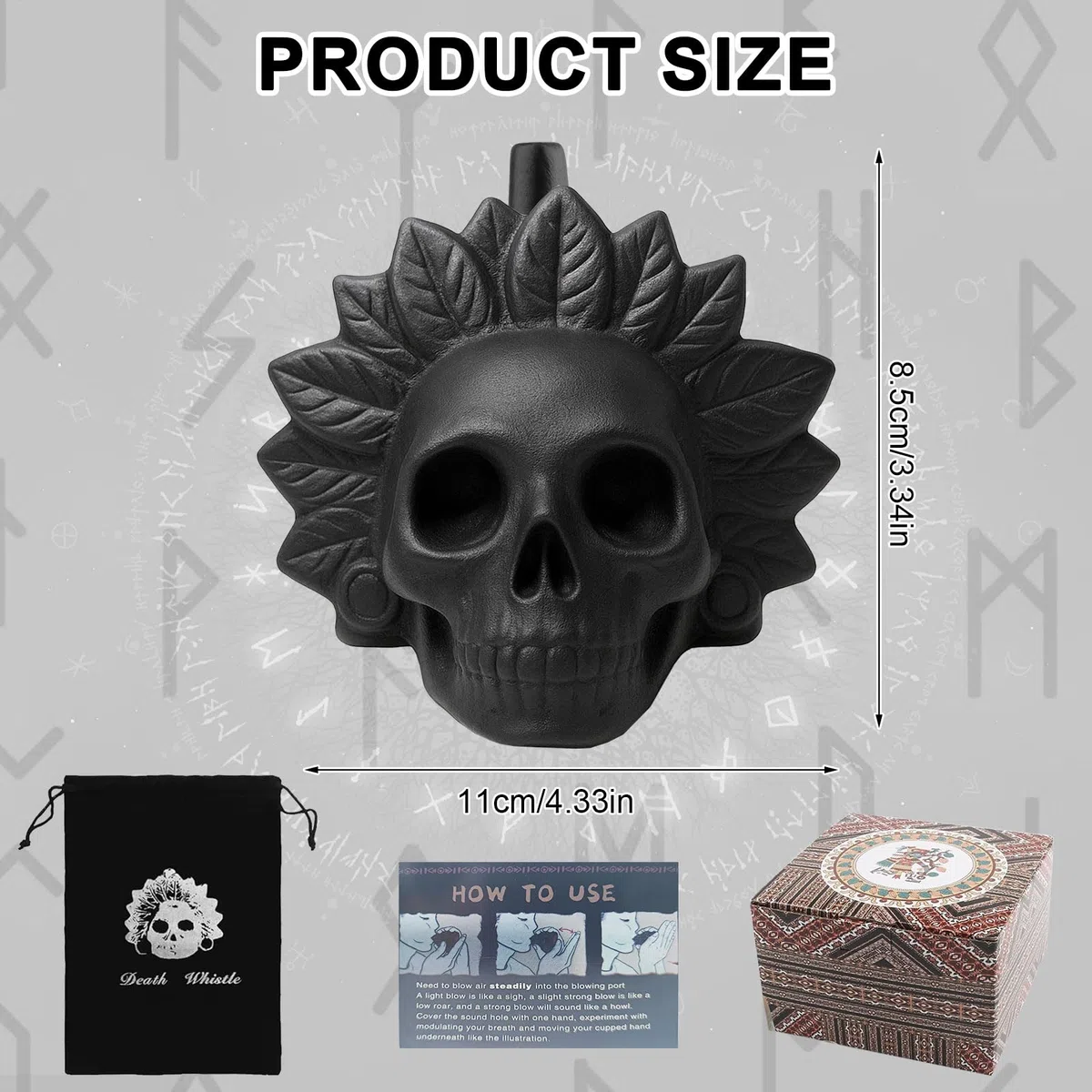 Silbato de la muerte azteca, auténtico silbato de la muerte azteca que realmente grita, el silbato de la muerte más fuerte, auténticos gritos humanos de más de 125 decibelios, instrumento de regalo