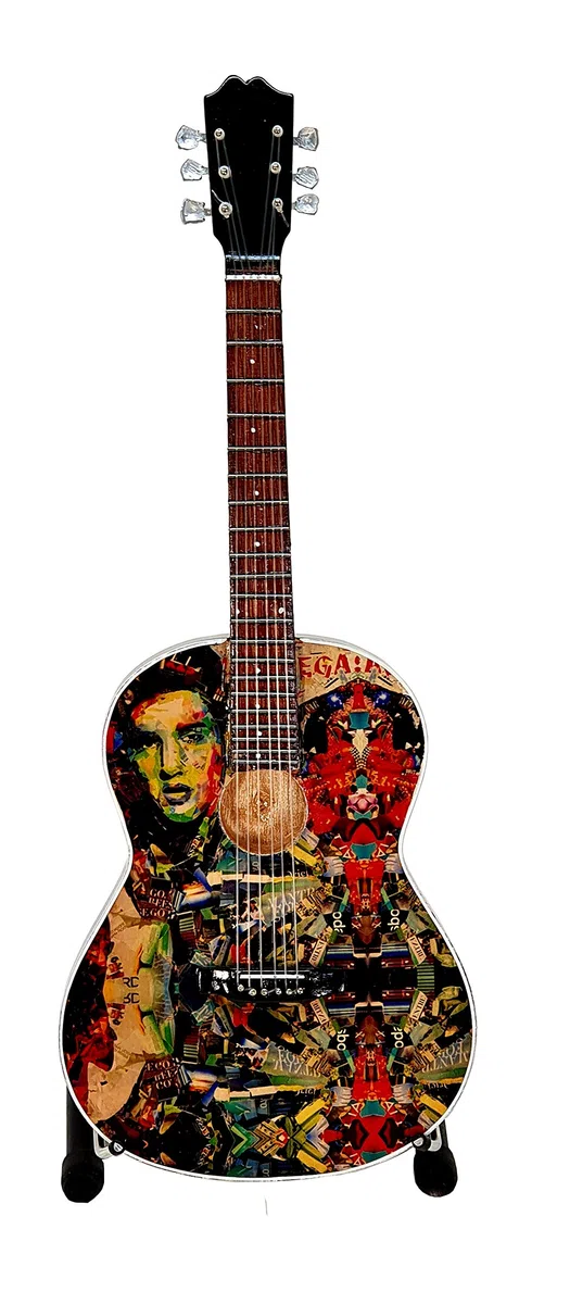 MINIATURA GUITARRA ACUSTICA ELVIS PRESLEY MGT-7832 MADERA REGALO MUSICAL ESCALA 1:4 ROCKMUSIC
