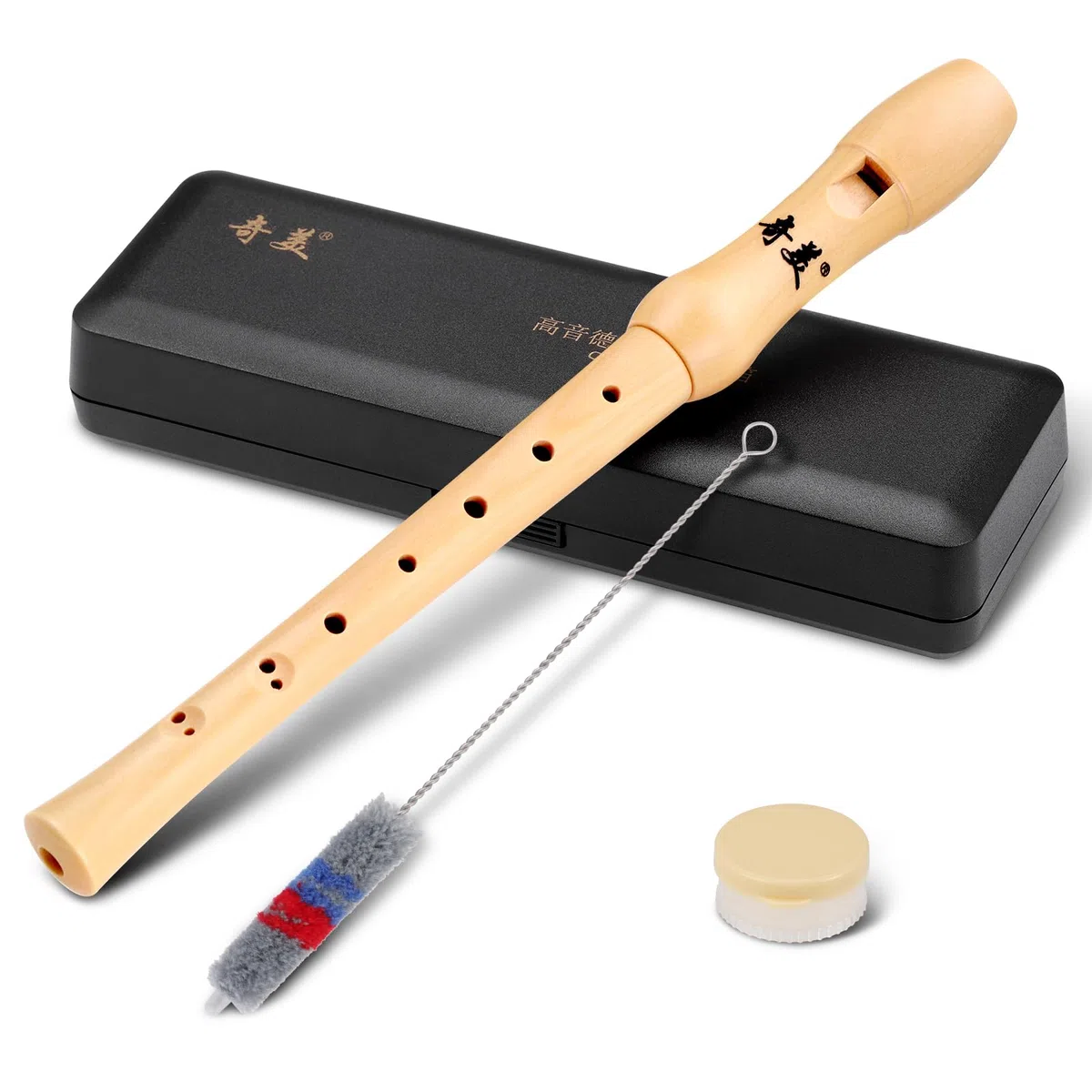 Fentar Flauta Madera, Flauta dulce soprano Instrumento Barroco Digitación, Flautas Escolar Principiantes de 8 Orificios Diseño Desmontable con Funda Escolar y Limpiador Escolar