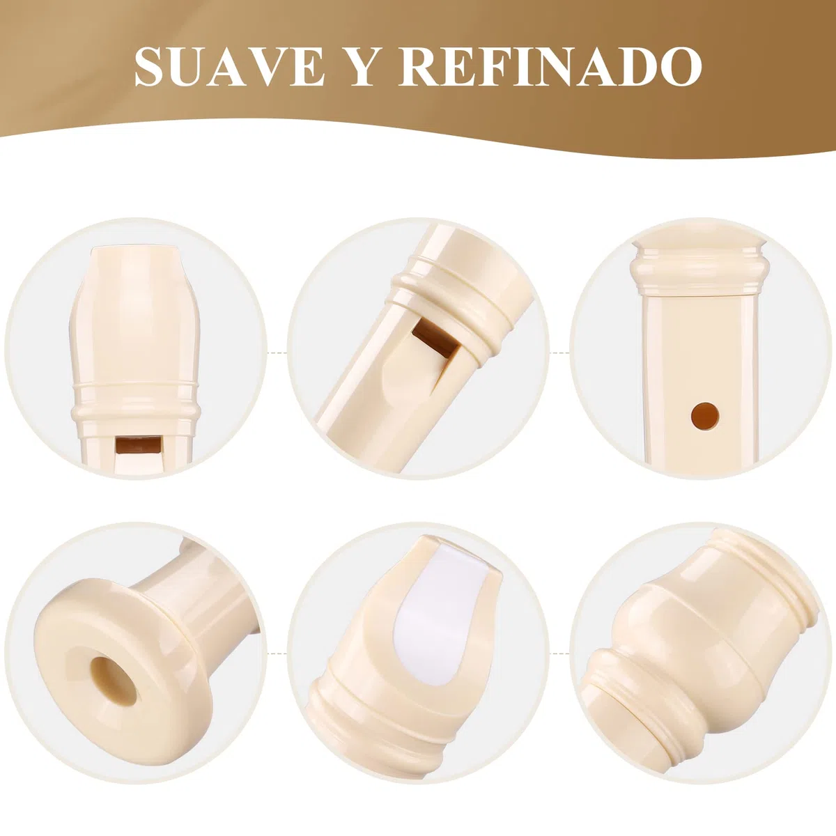 Flauta Dulce Escolar para Principiantes y Niños de 8 Agujeros, Digitación Alemana, Incluye Paquete Externo, Palo de Limpieza y Manual de Instrucciones, Blanco