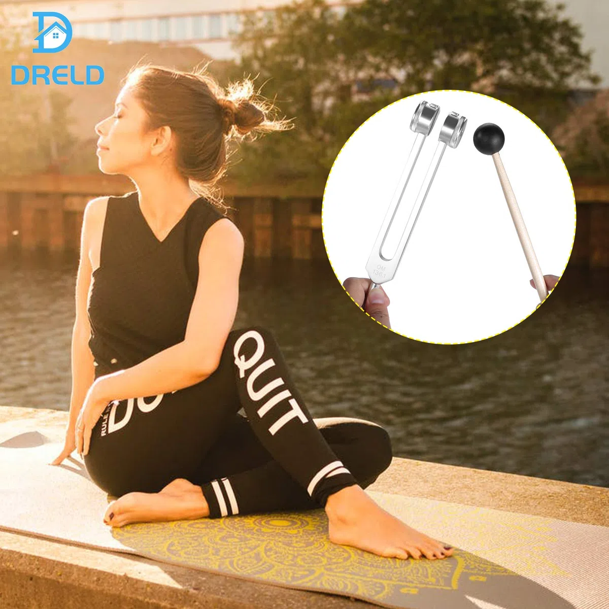 Dreld Horquilla de afinación de 136,1 Hz con martillo de silicona y bolsa para reparación de ADN, terapia de sonido, curación perfecta, instrumento musical, equilibrio, sanadores, vibración