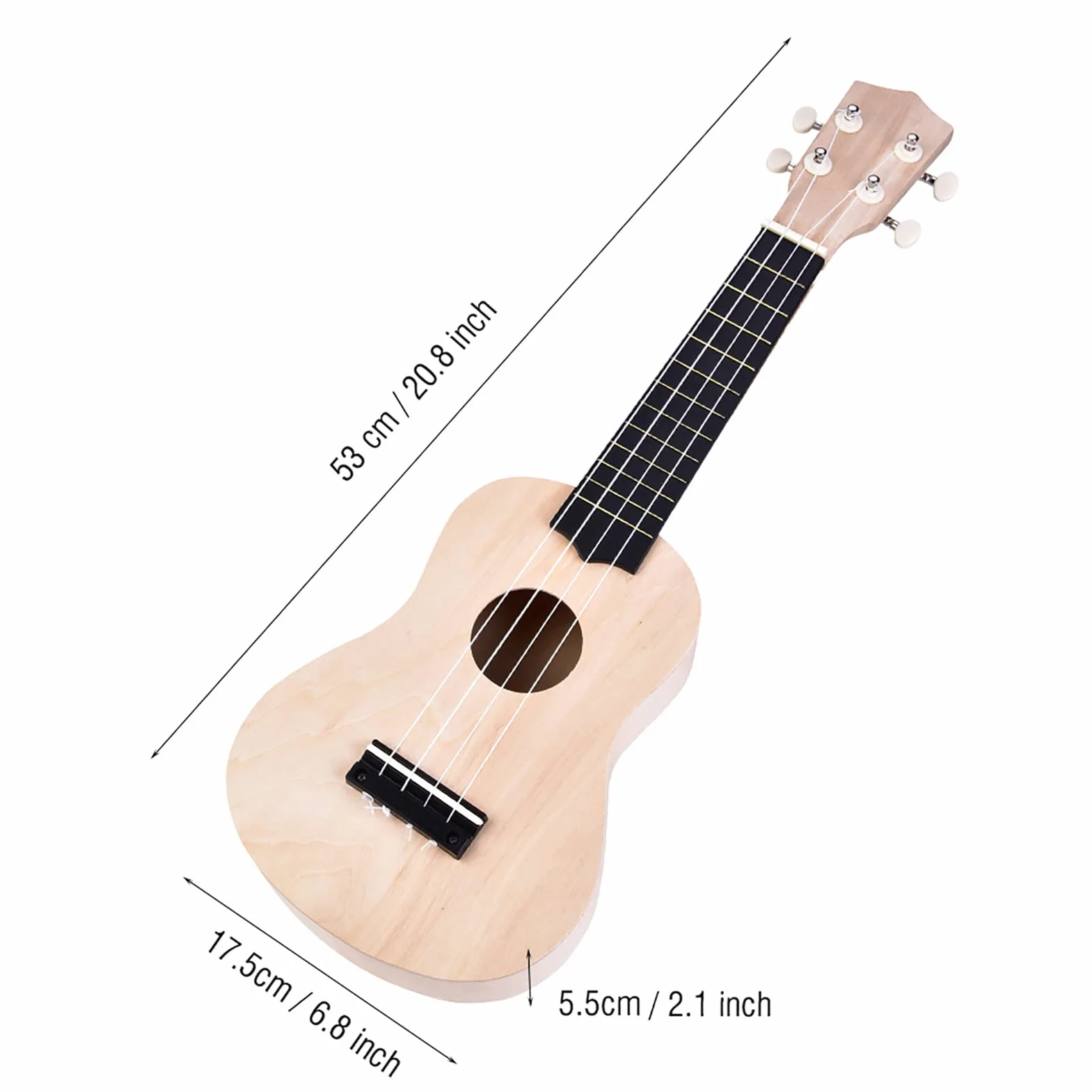 Ukelele de 21 pulgadas, juego de ukelele soprano de 4 cuerdas, para niños y adultos, para aficionados al niño, fabricado en madera de tilo nat¨¹ral, ukelele