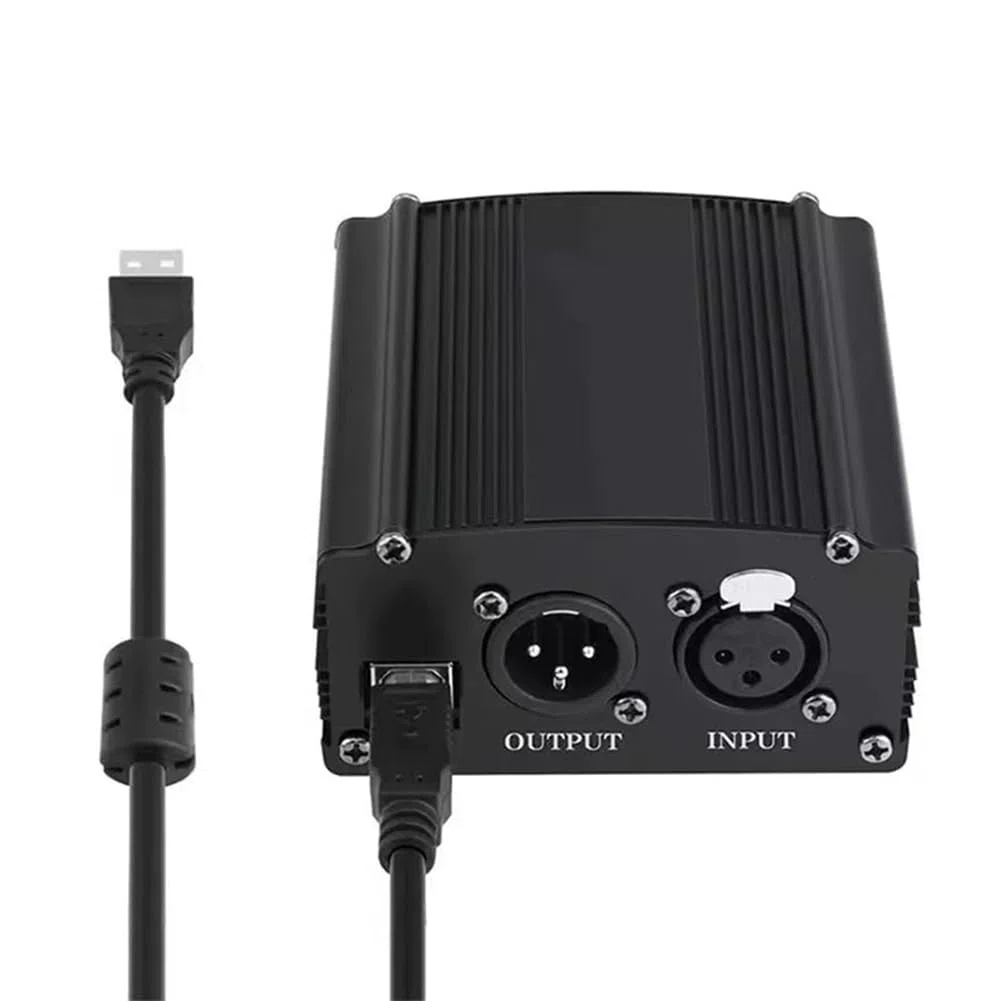 Fuente de alimentación Phantom de 1 canal de 48 V con cable de micrófono XLR de 3 para micrófono de condensador, fuente de alimentación