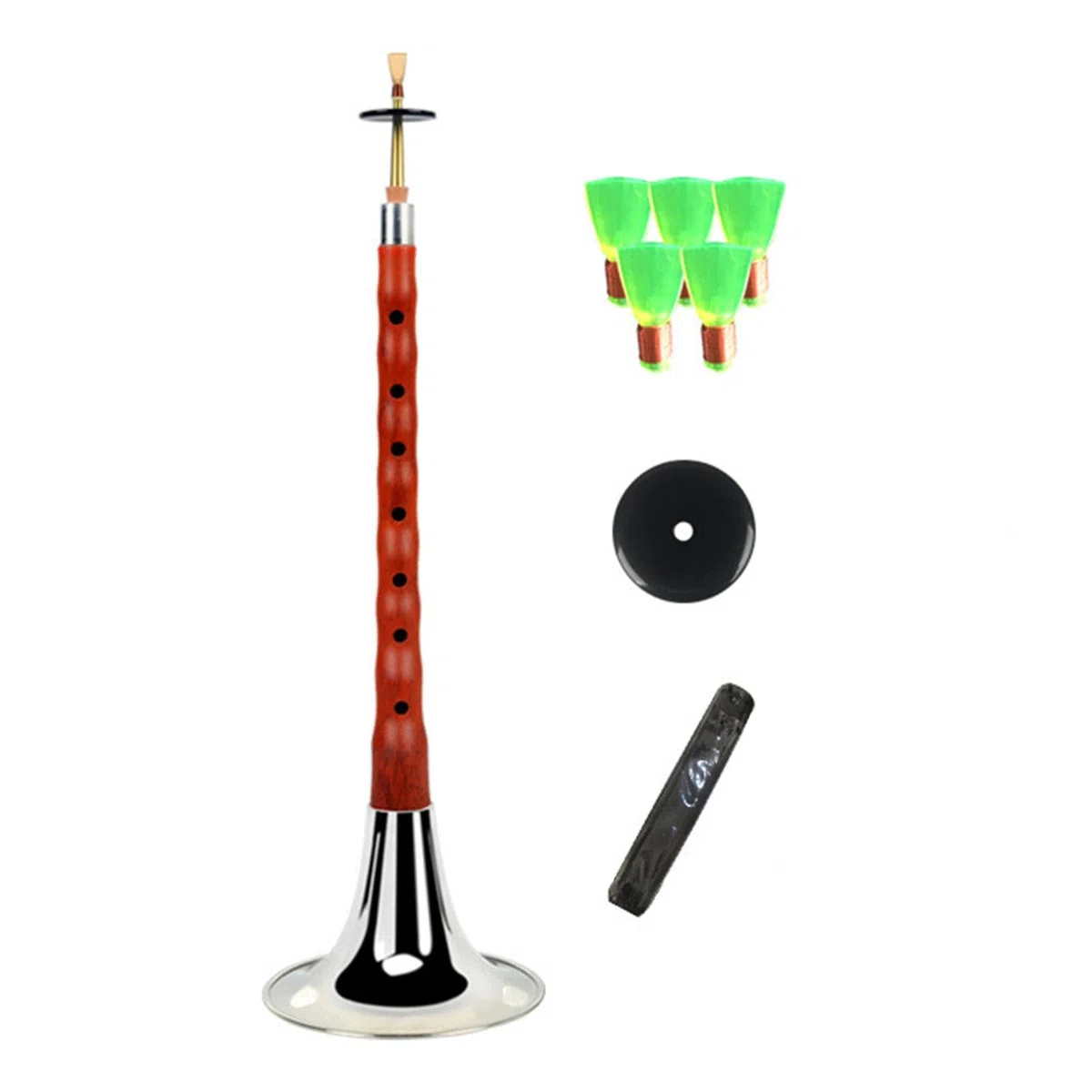 Luckxing Instrumento Chino Suona - Instrumento Viento folclórico Chino Fuerte Hecho a Mano para niños Adultos Principiantes Estudiantes música - Tono Alto Timbre único Ébano Caoba