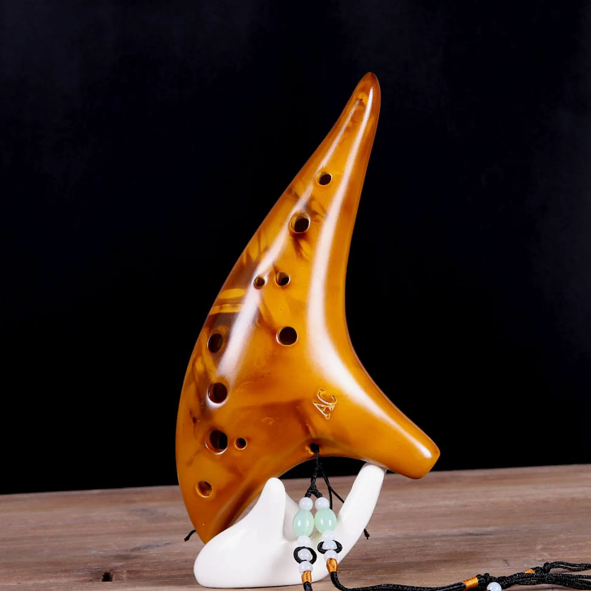 Ocarina, ocarina de 12 agujeros, réplica de cerámica, Alto C Crackle Pattern Ocarinas Cerámica, instrumento musical, Zelda Ocarina con una bolsa protectora, Songbooks cuello cadena cuello